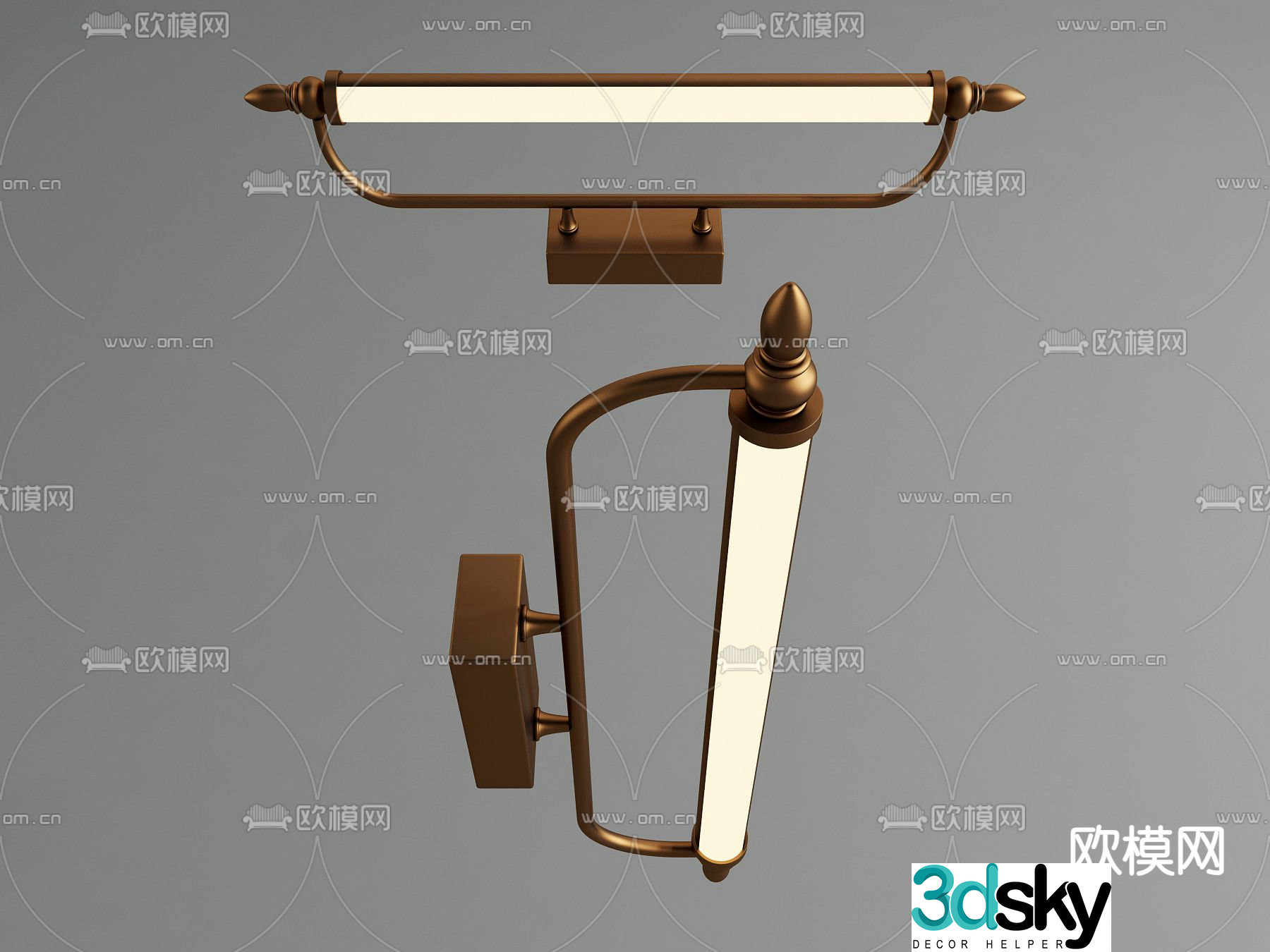 Medieval style wall lamp reading lamp mirror headlight 3d model
