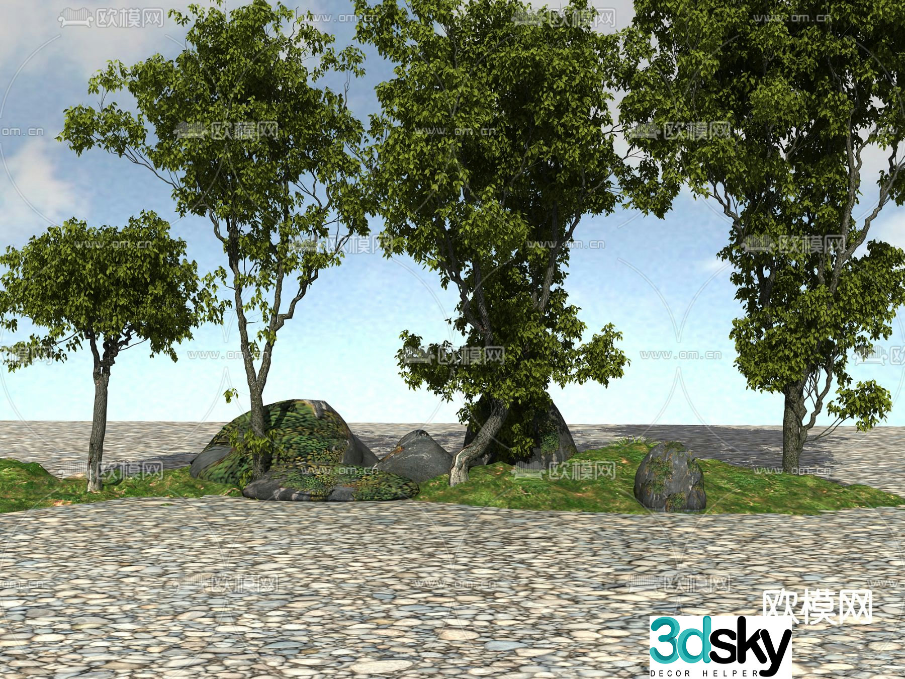 Landscape tree arbor trees big tree 3d model