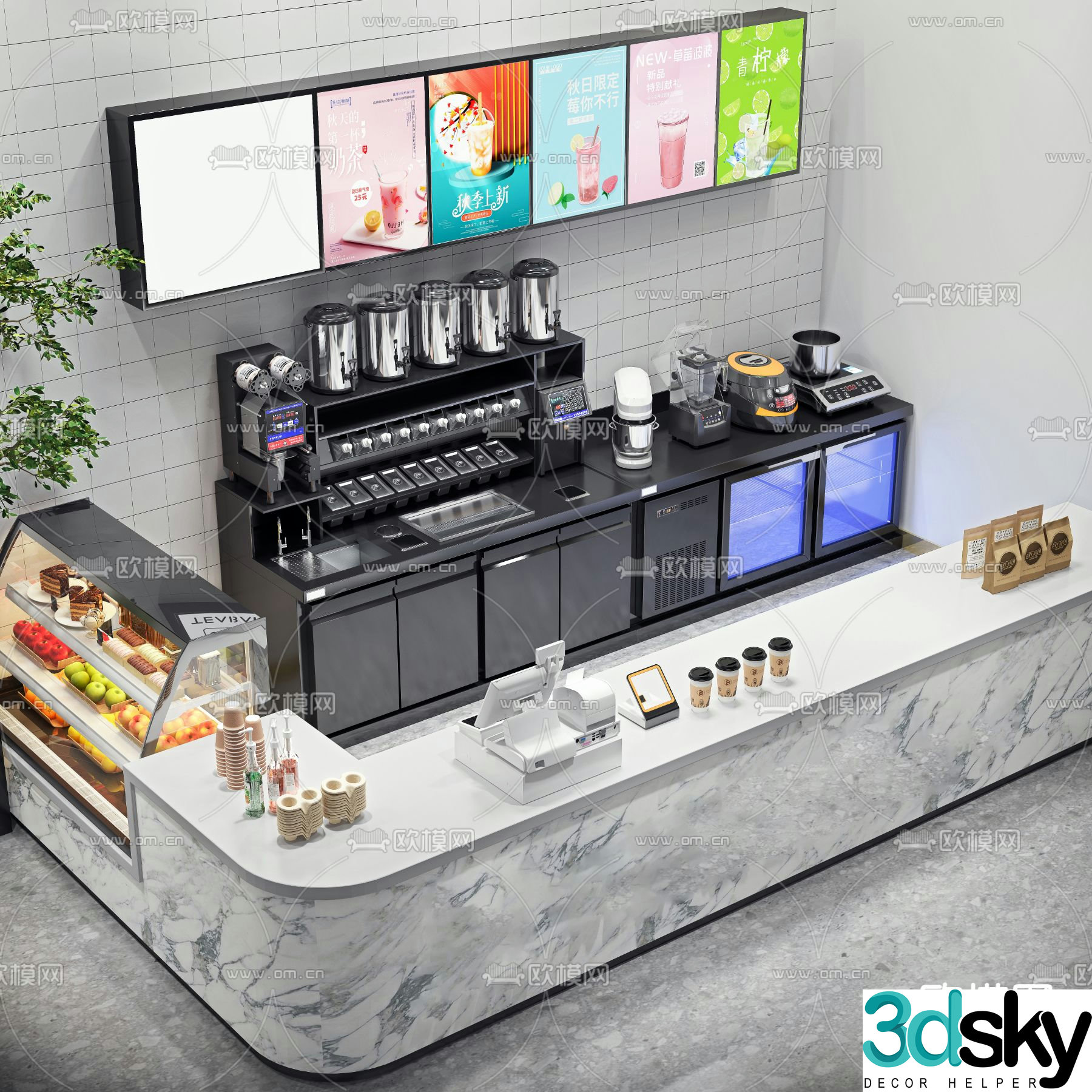 Milk tea shop workbench 3D model