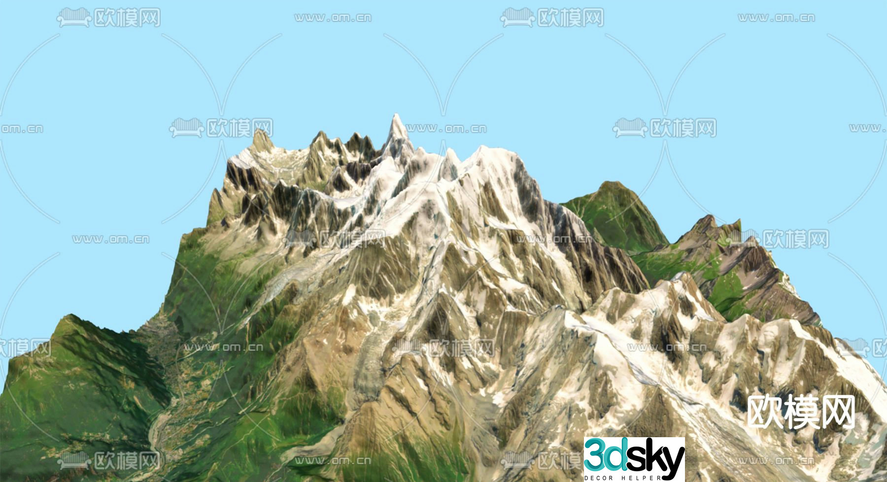 Snow mountain natural landscape 3d model