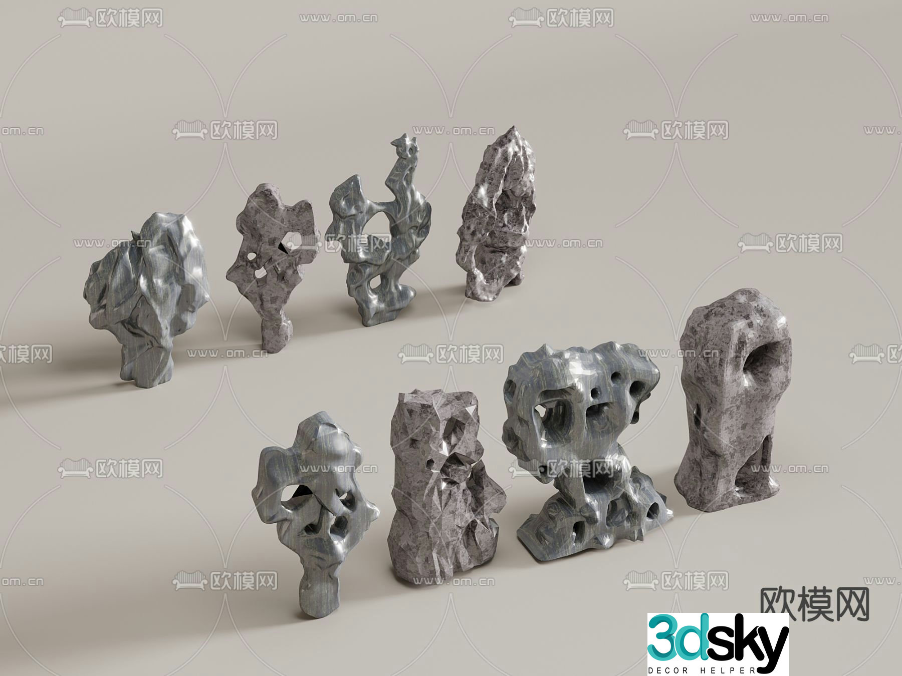 Taihu stone landscape stone 3d model