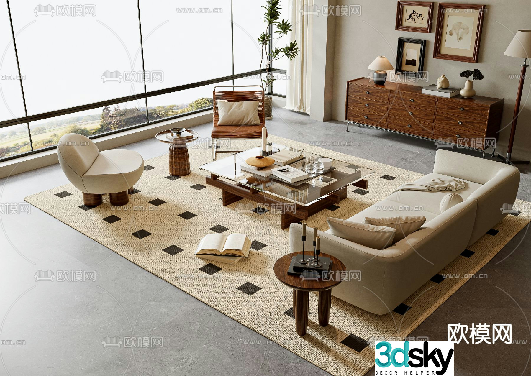Medieval style modular sofa 3D model