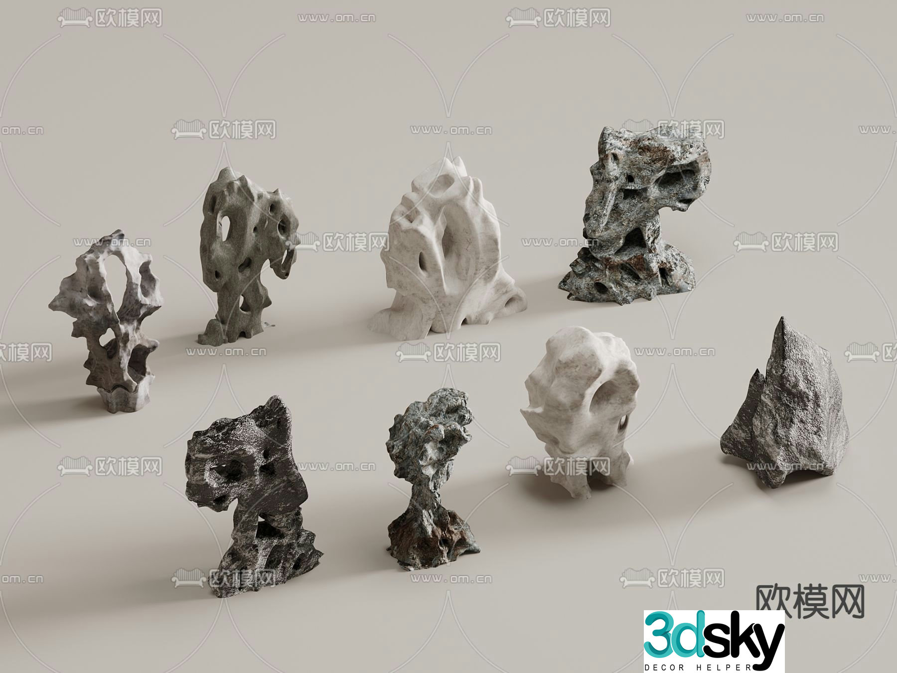 Taihu stone landscape stone 3d model