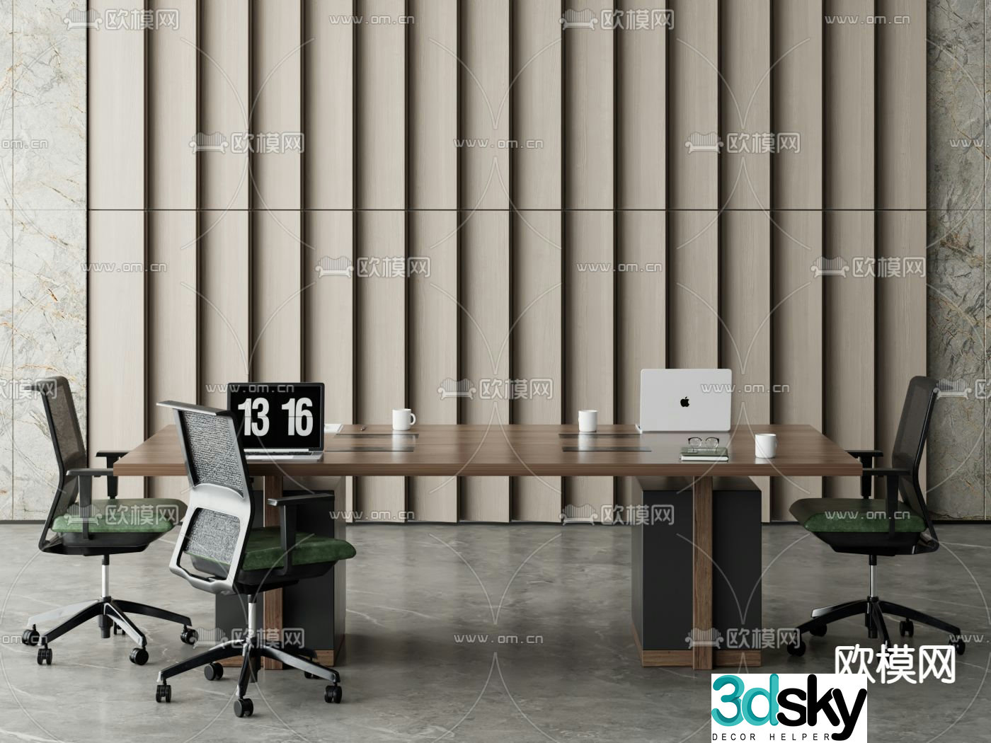 Office desk chair conference table 3d model