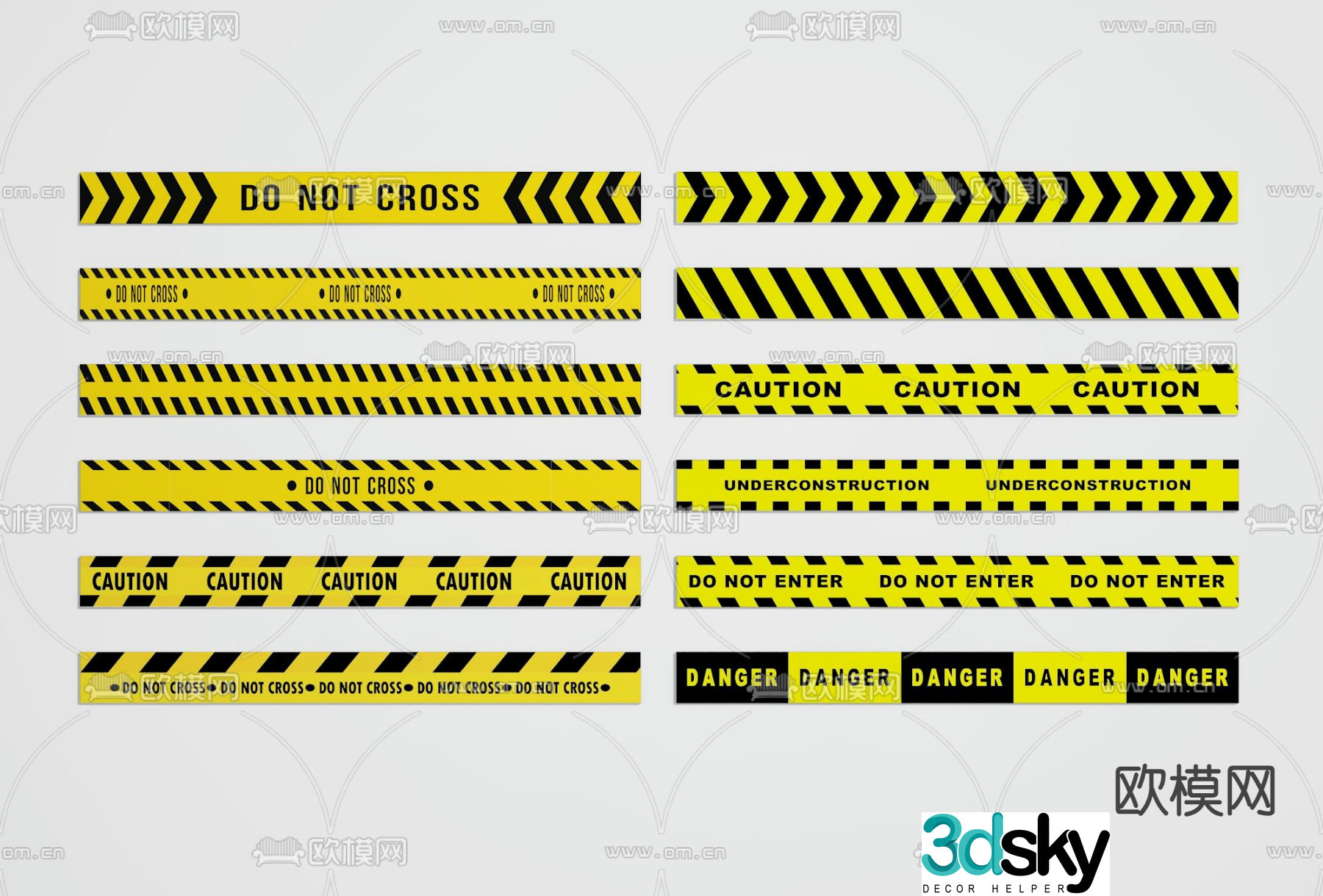 Warning line, warning line, mark, 3D model