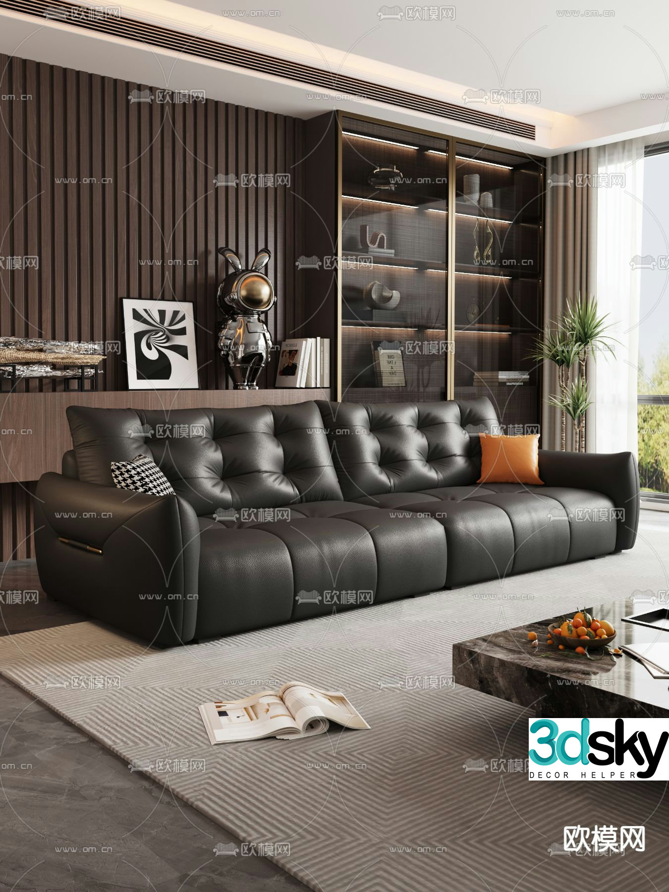 leather sofa loveseat 3d model