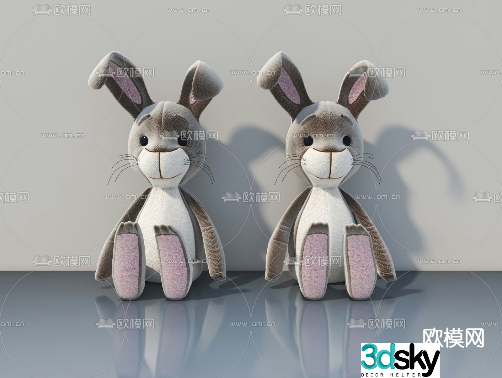 Plush doll rabbit doll 3d model