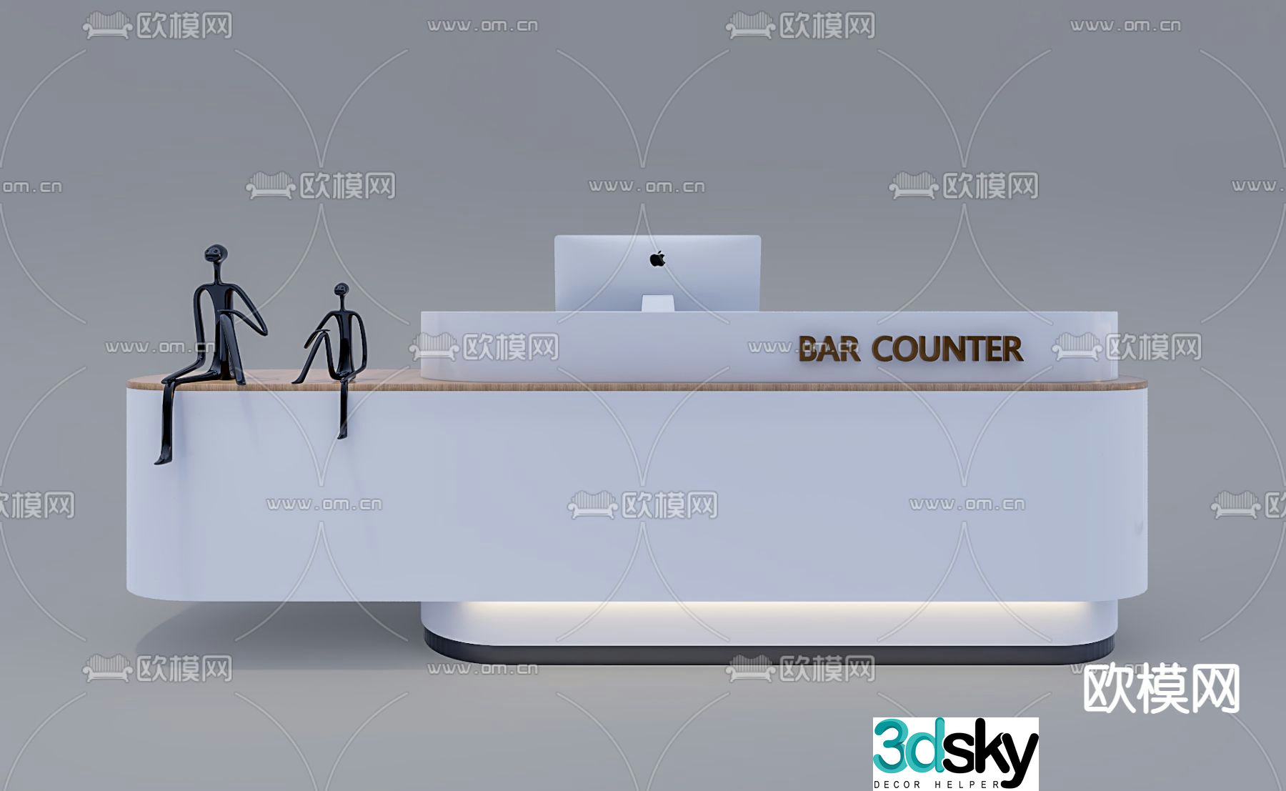Office reception desk information desk 3d model