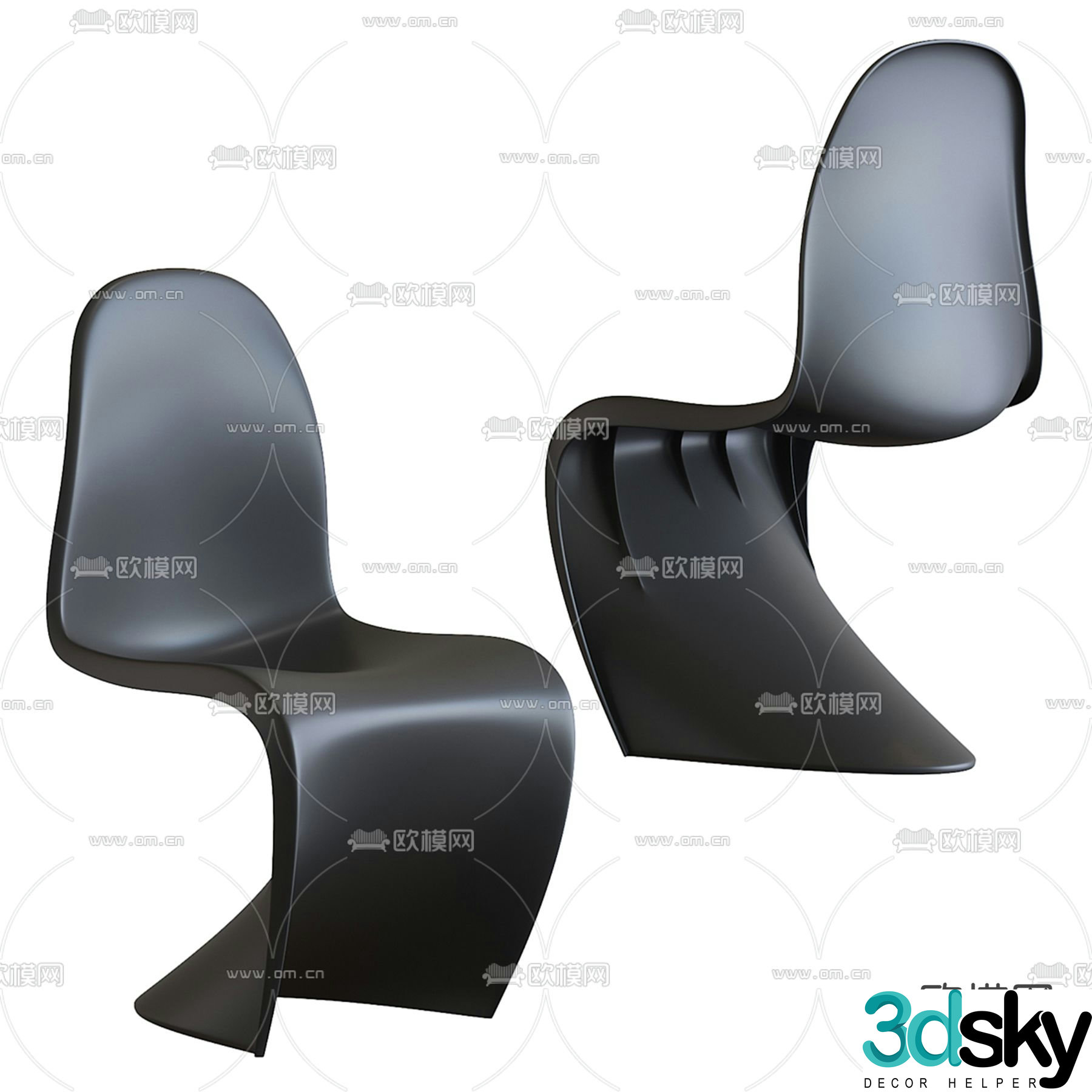 Curved chair Leisure chair Plastic chair 3d model