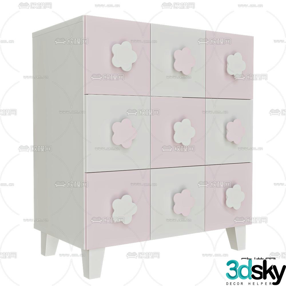Bami children’s locker toy cabinet drawer 3d model