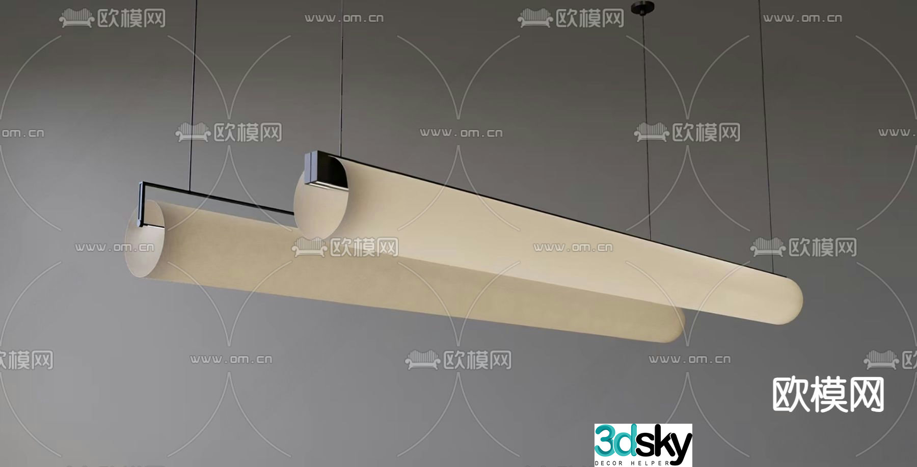 Long chandelier office chandelier 3d model