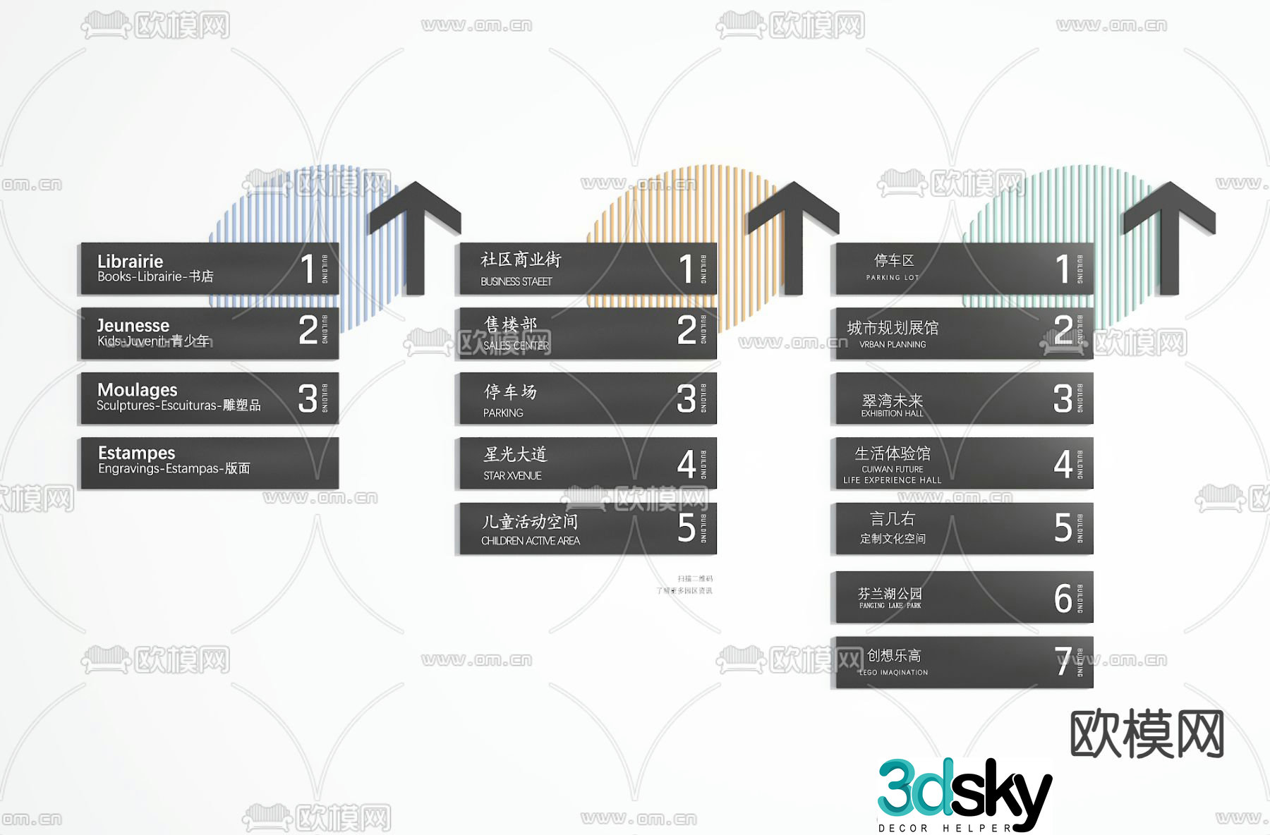 signage guide sign 3d model