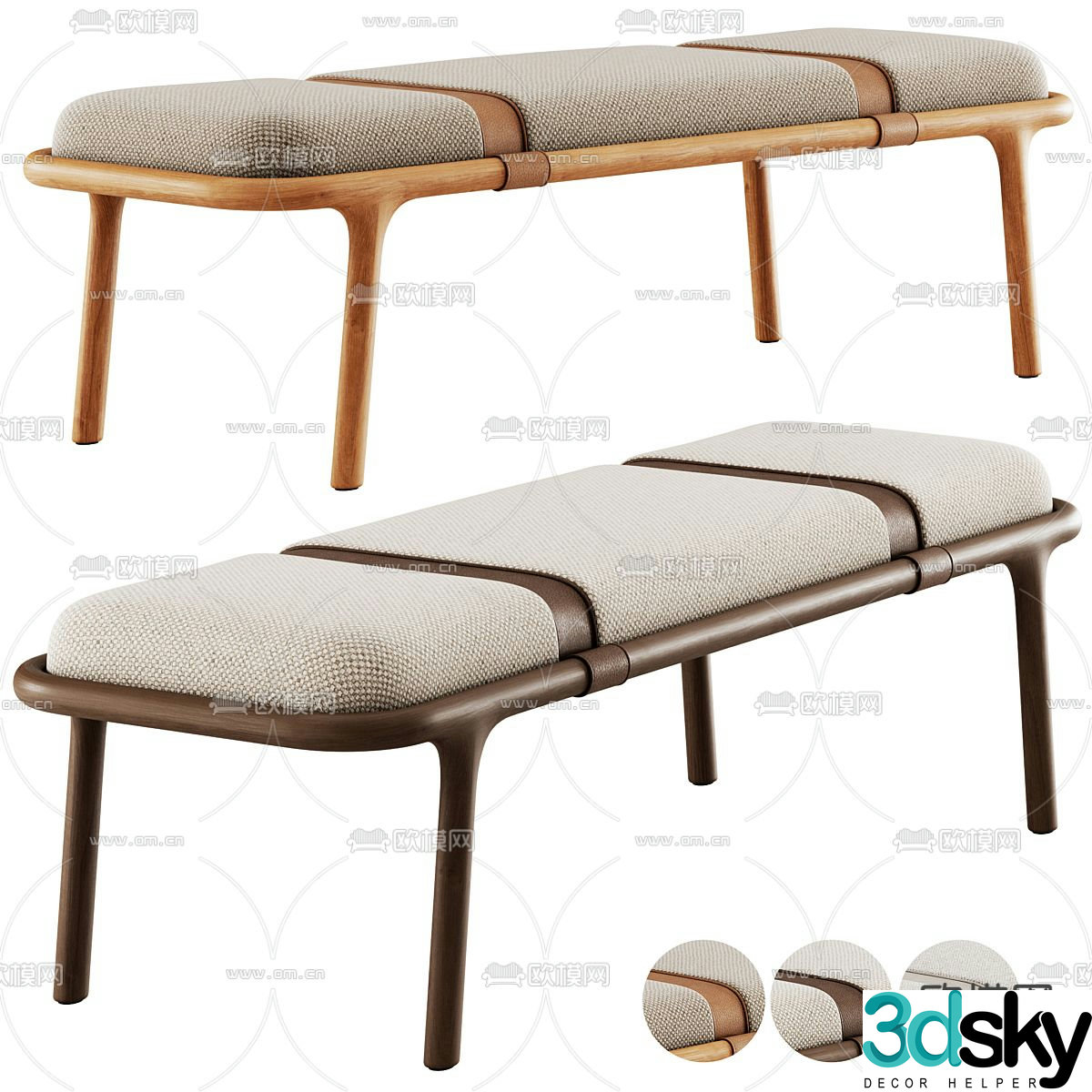 Nordic footrest sofa stool 3d model