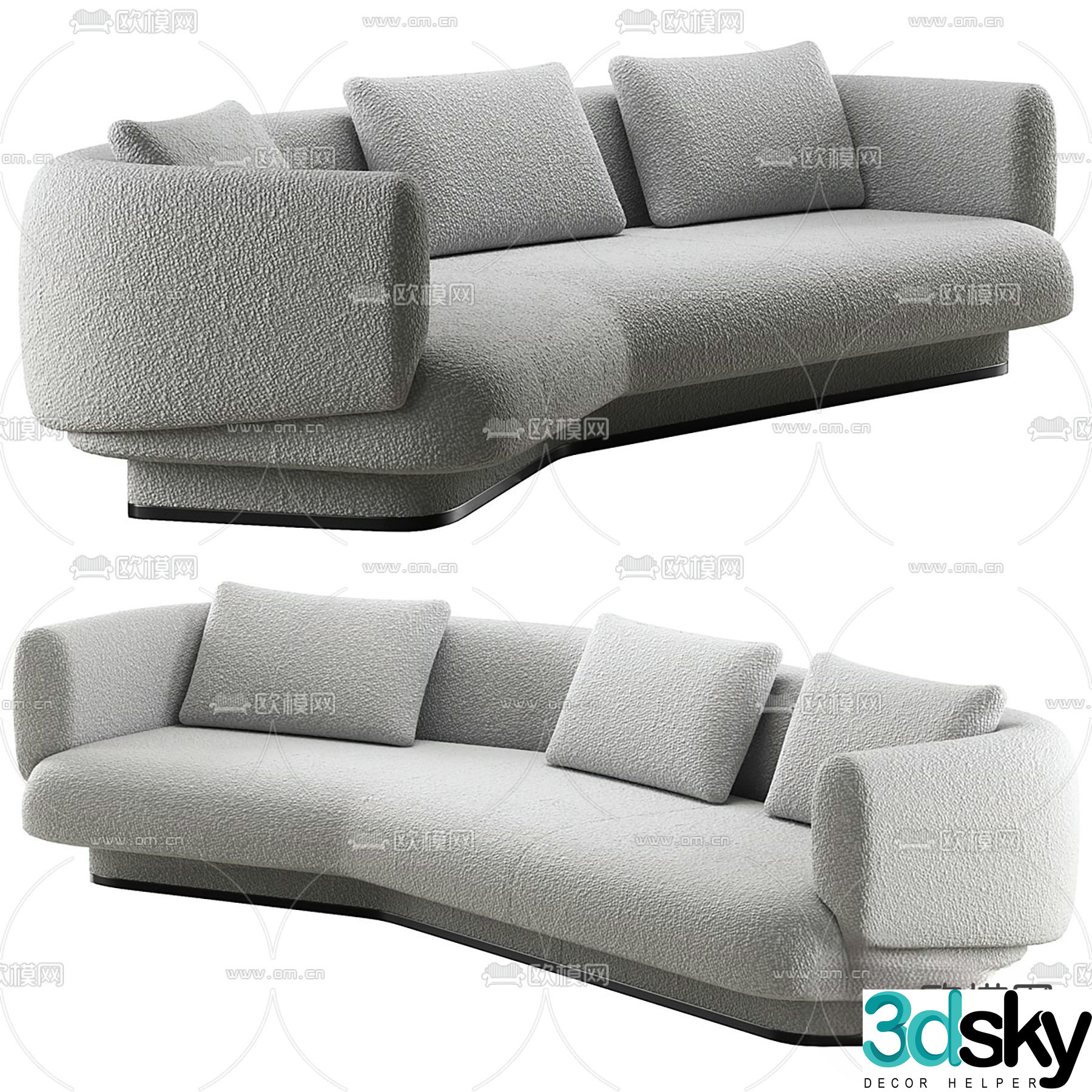 OKHA three seater sofa 3d model
