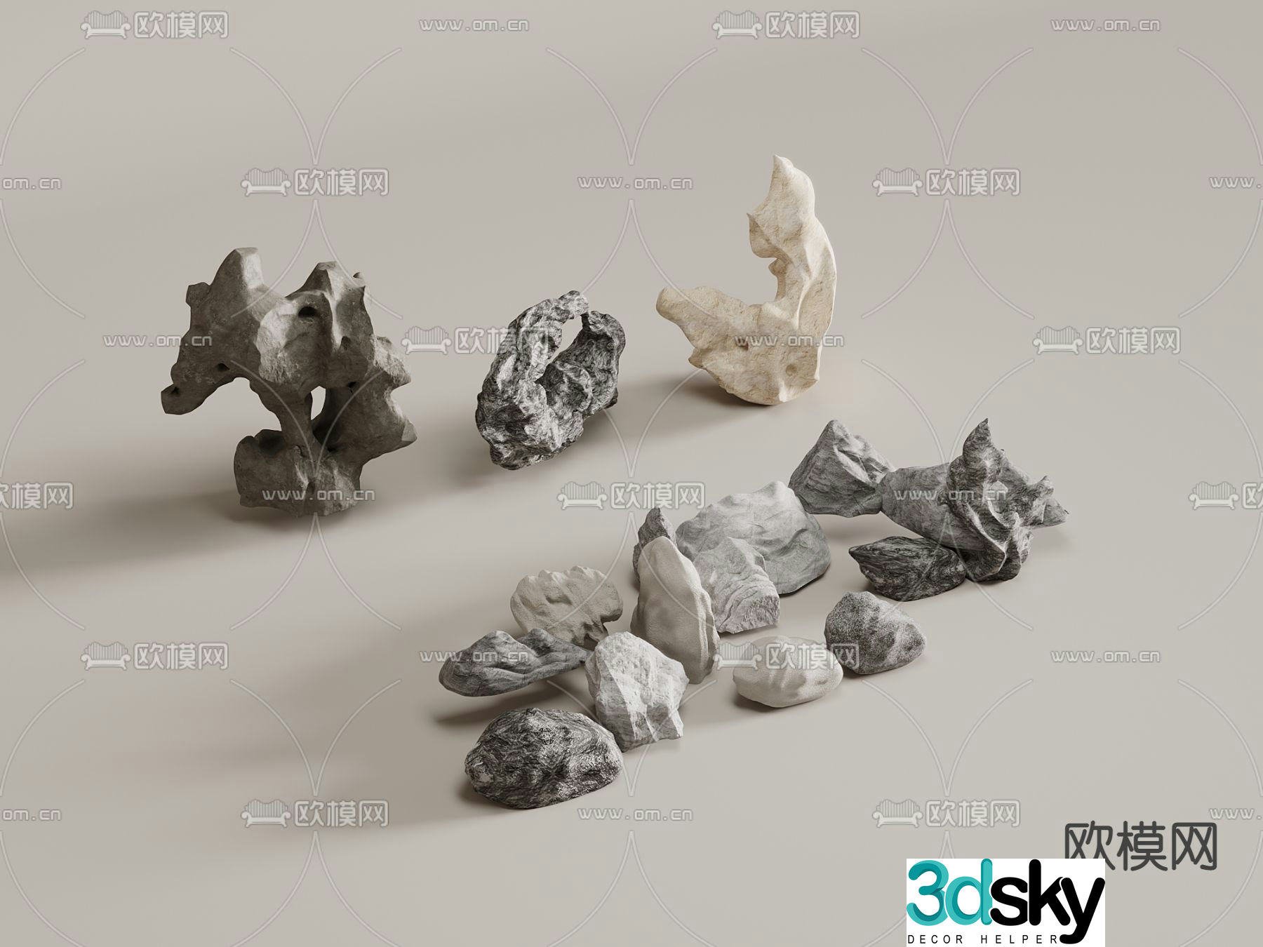 Taihu stone landscape stone 3d model