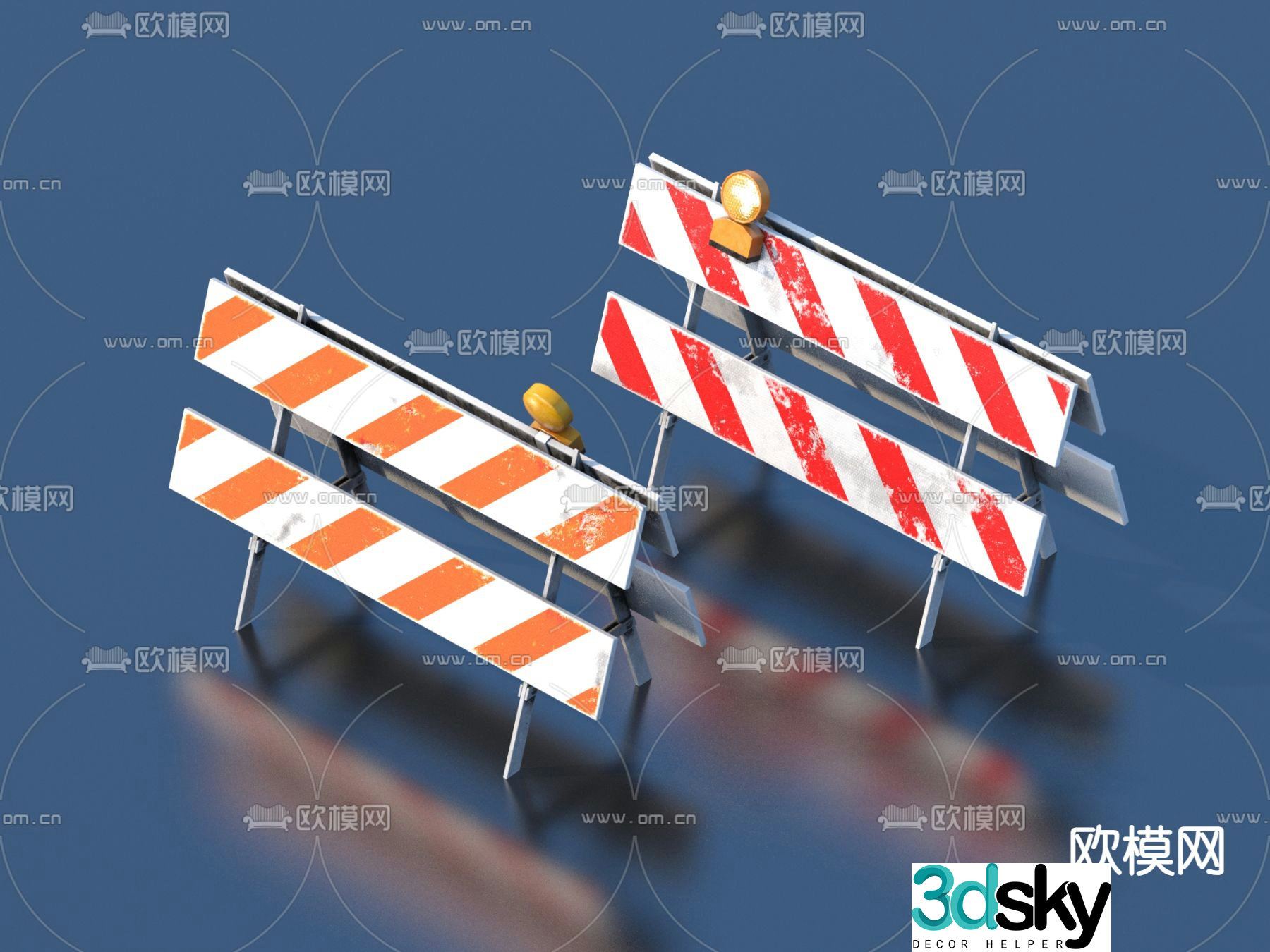 Public facilities roadblock 3d model