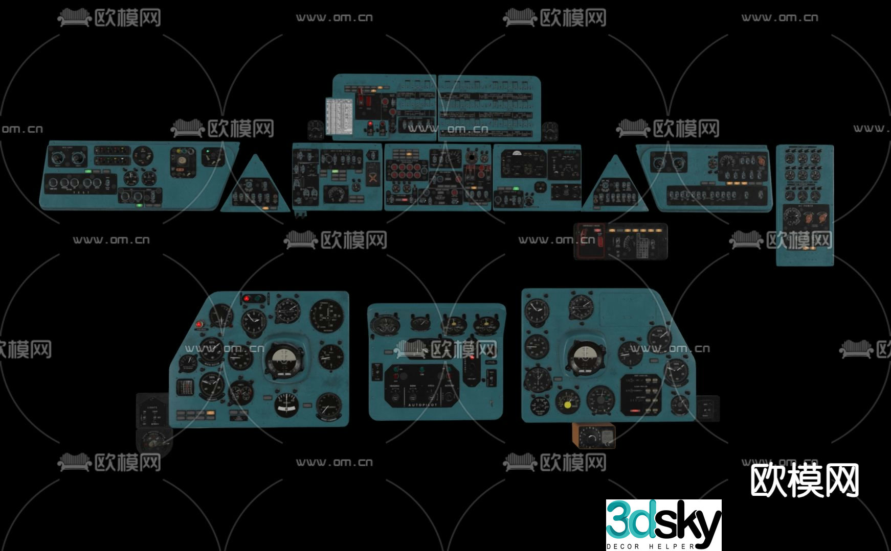 Aircraft control panel aerospace control settings 3d model