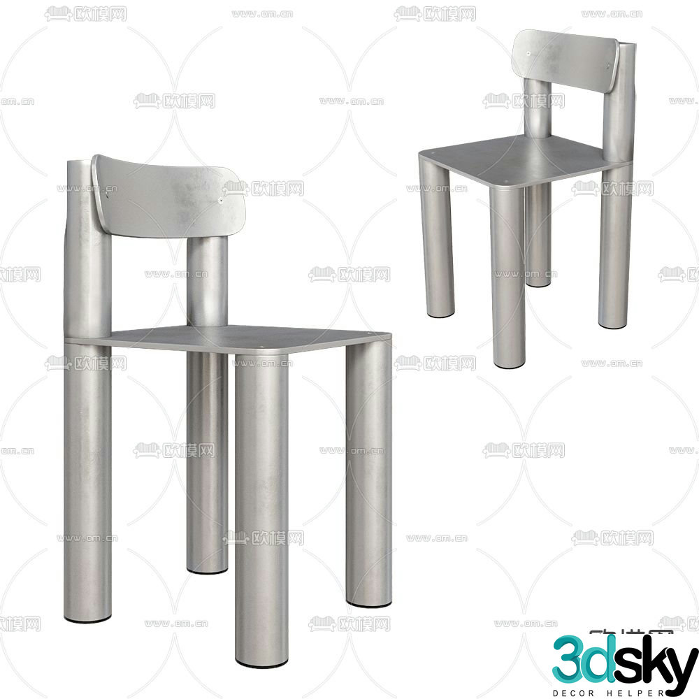 Silo metal chair dining chair 3d model