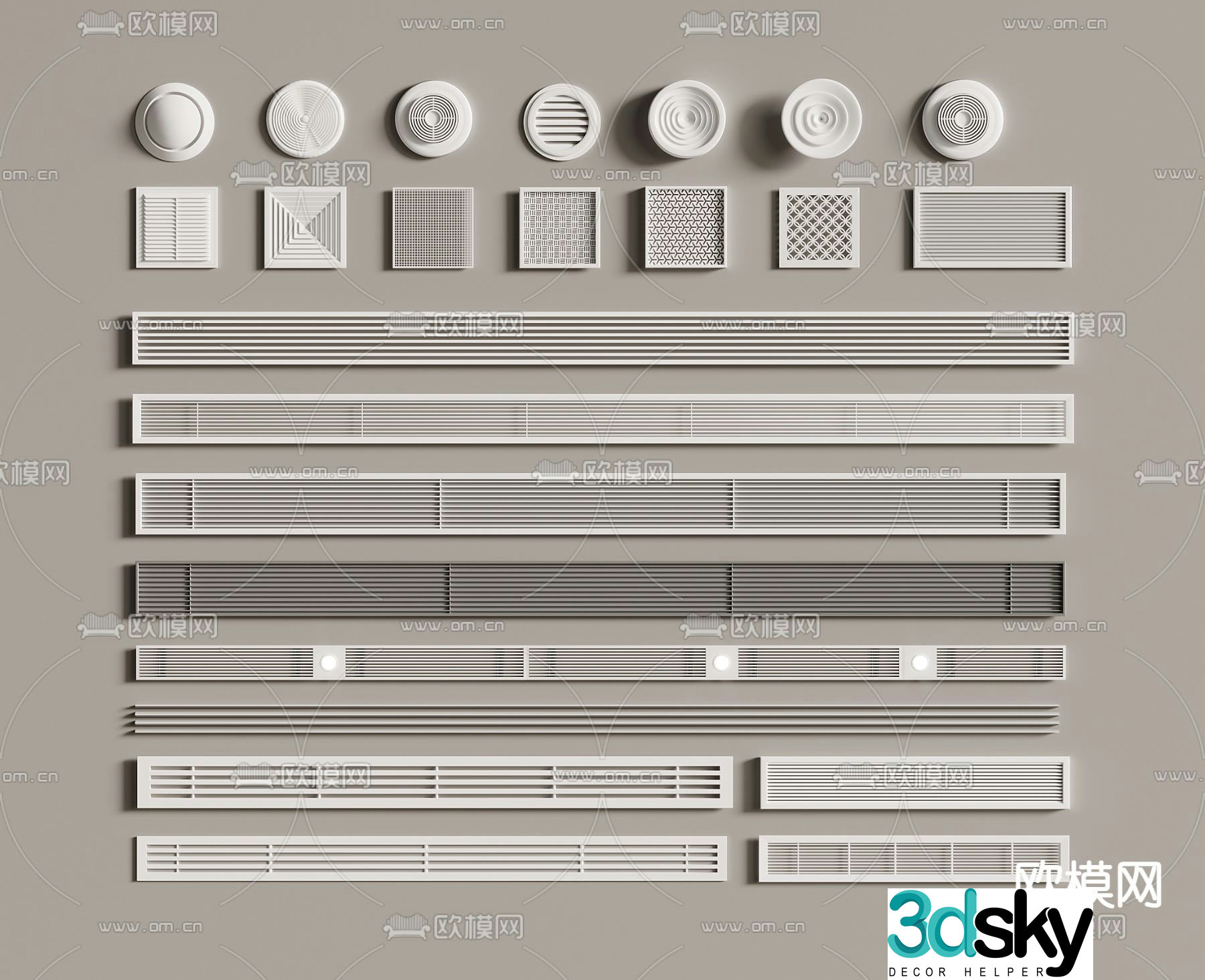 Air conditioning air outlet fresh air outlet exhaust outlet 3D model