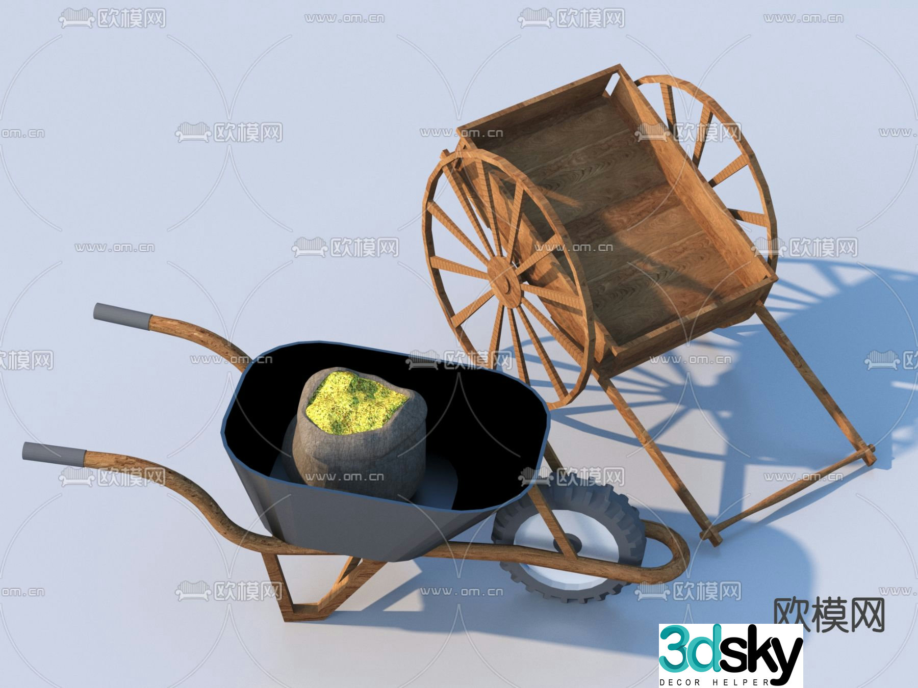 Farming sketches farm tools wheelbarrow 3D model