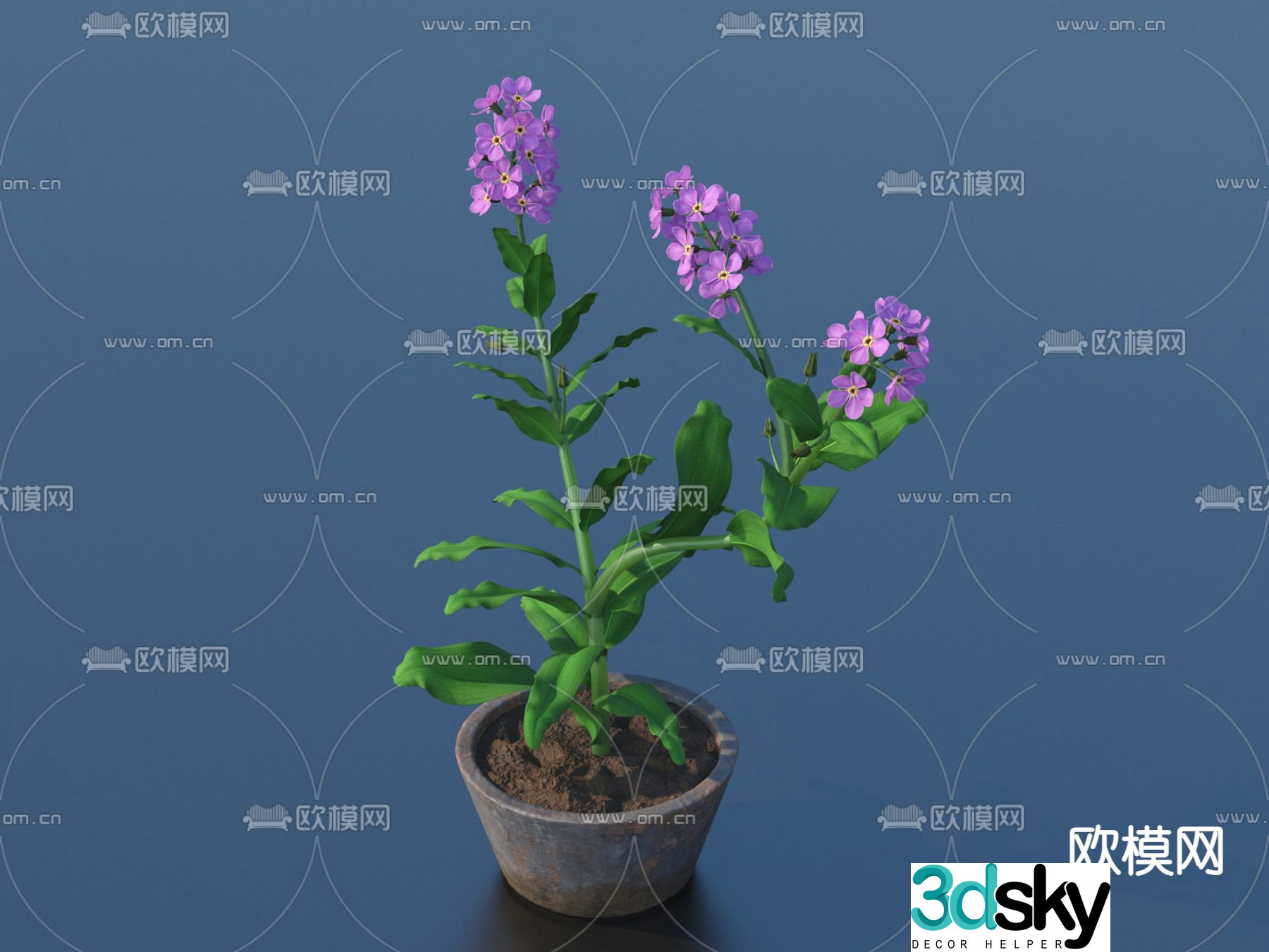 Flower pot pot green plants flower 3d model