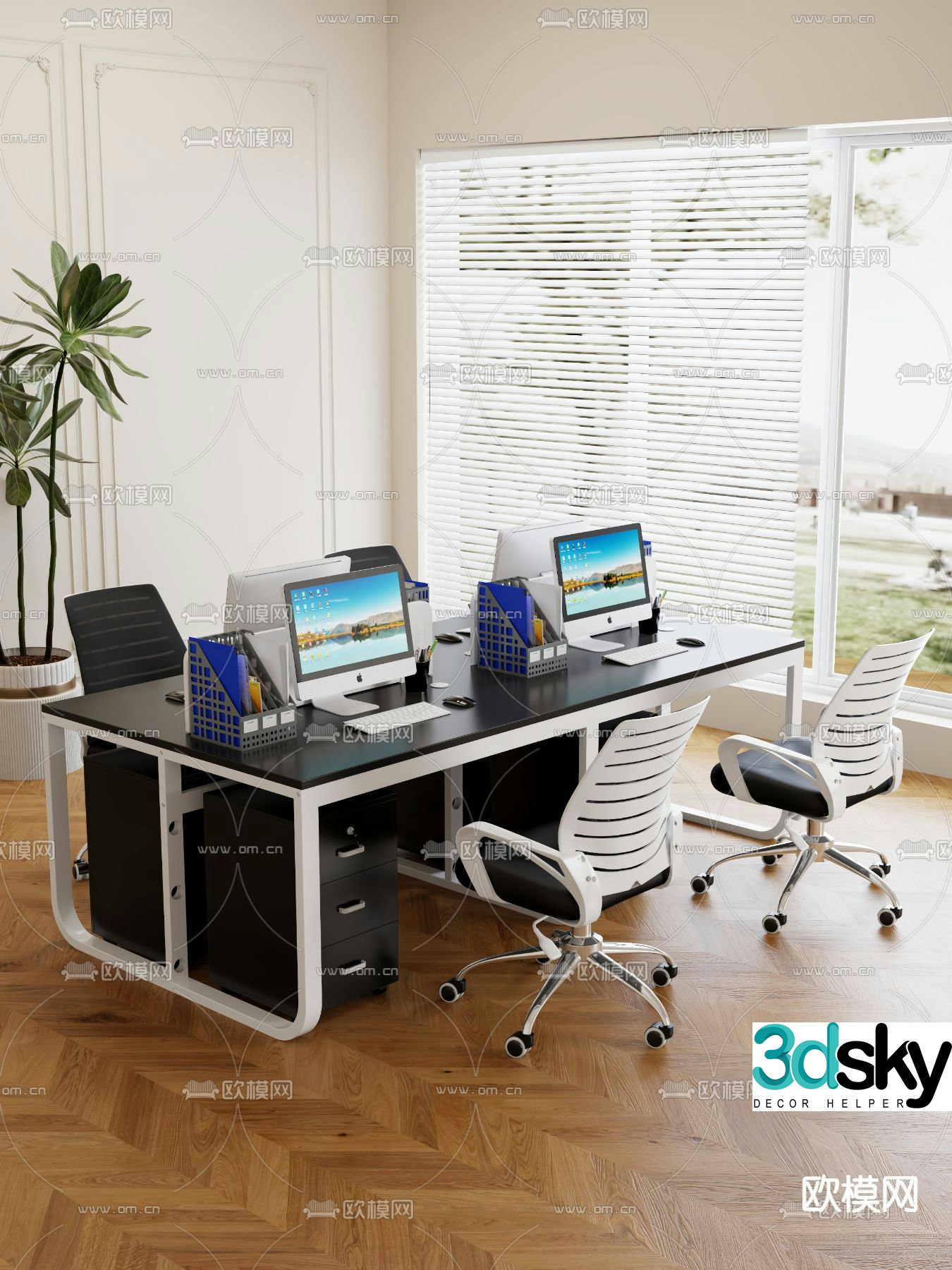Card desk staff desk workstation 3D model