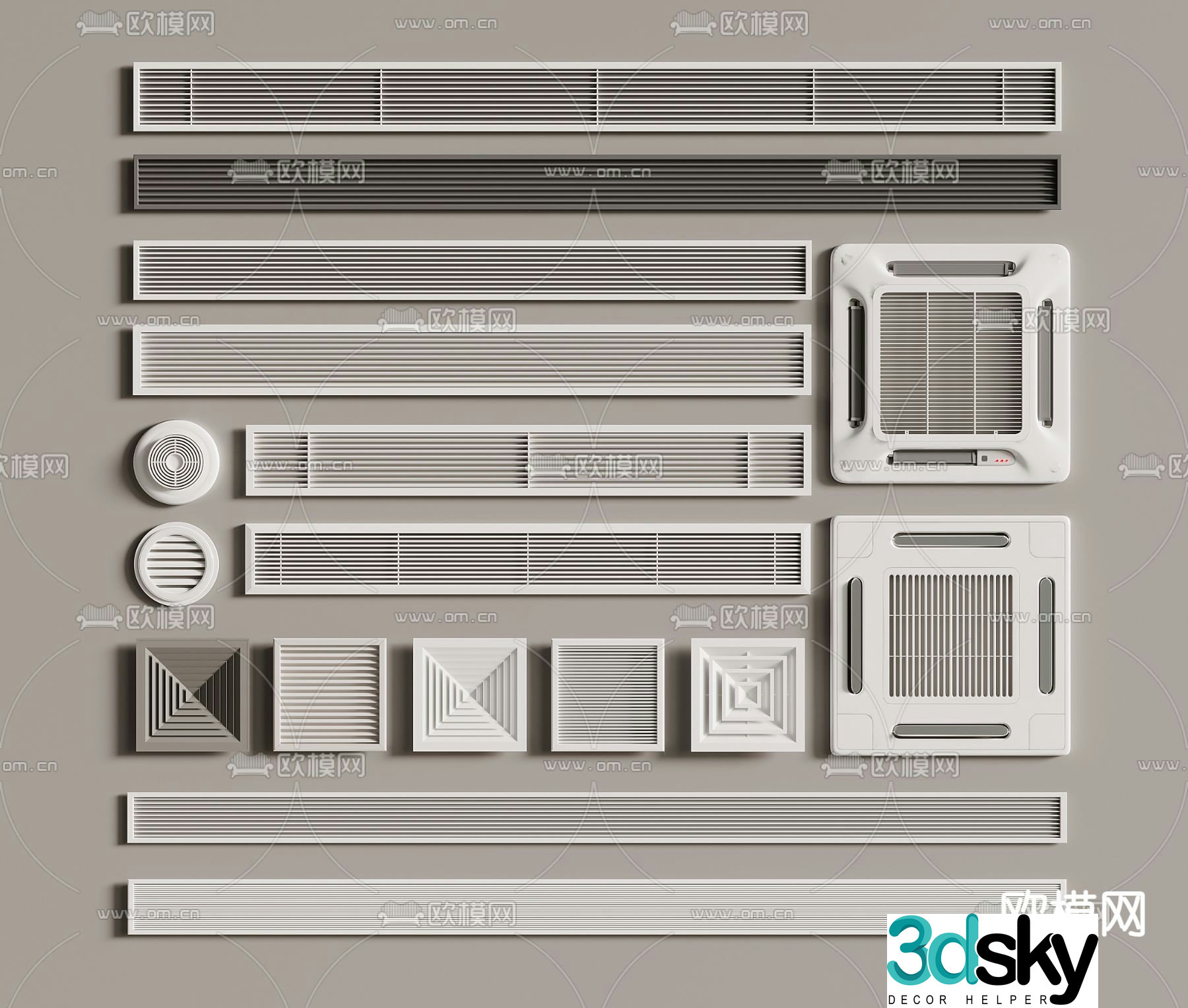 Air conditioning outlet exhaust vent fresh air vent 3D model