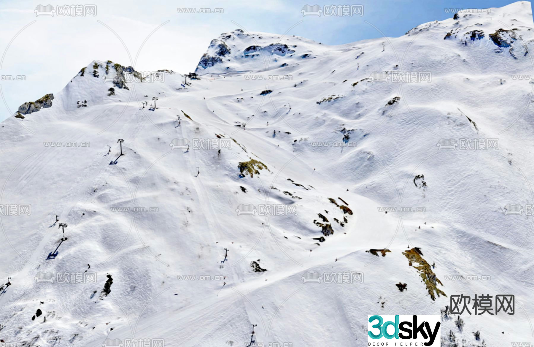 Snow mountain natural landscape 3d model