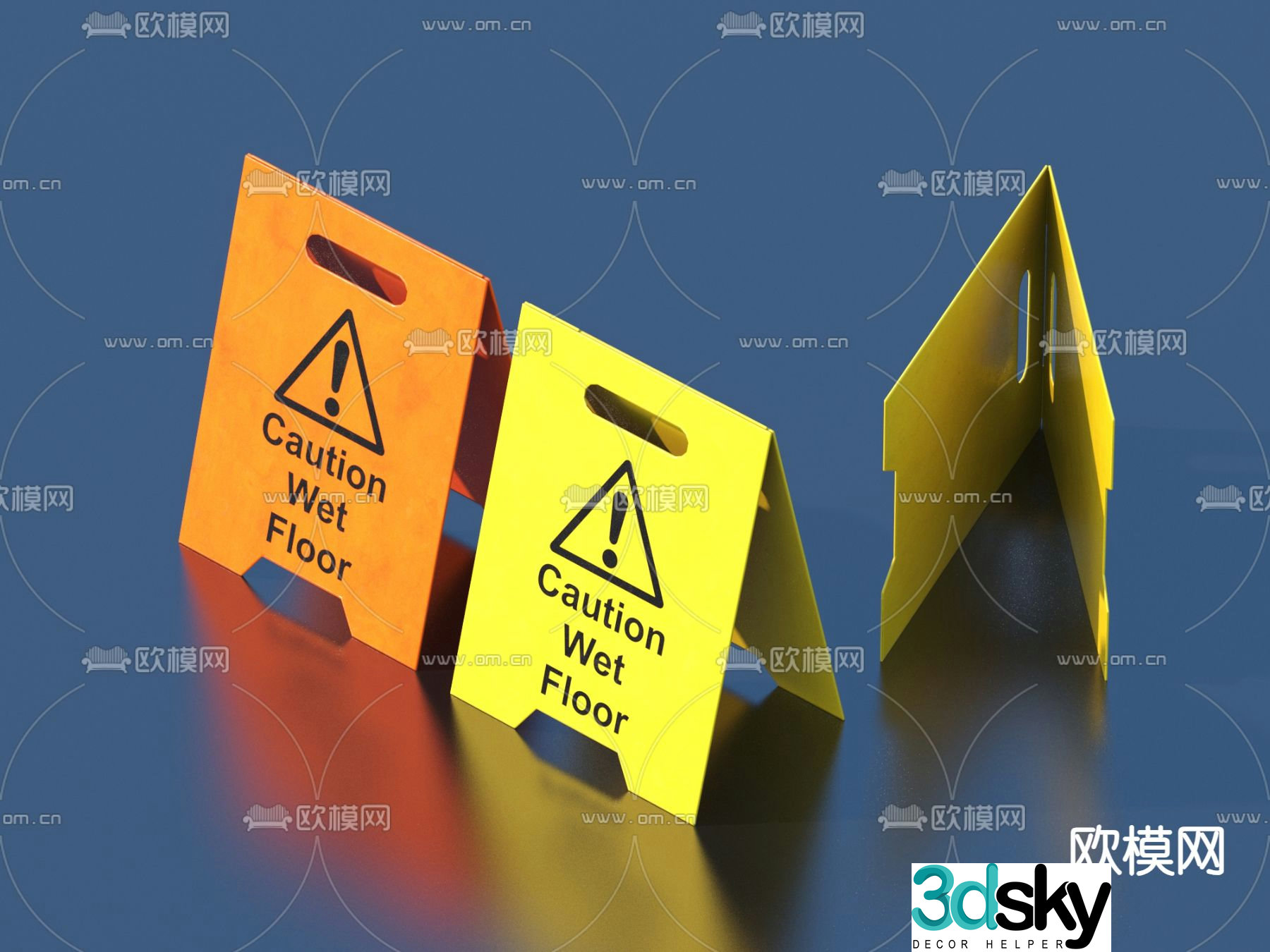 Slide sign carefully sign sign 3d model