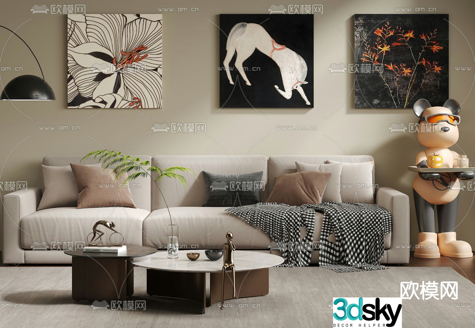 Leisure sofa multi-person sofa 3d model