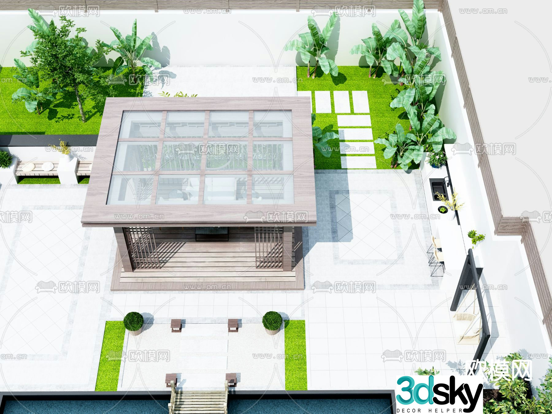 Courtyard landscape garden 3d model