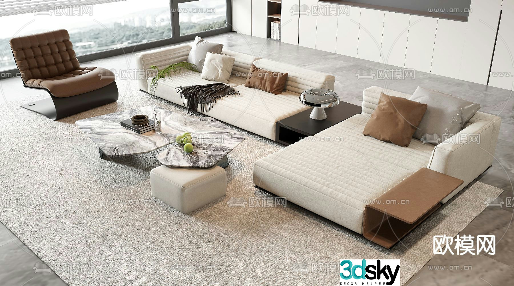 Modern sectional sofa 3d model