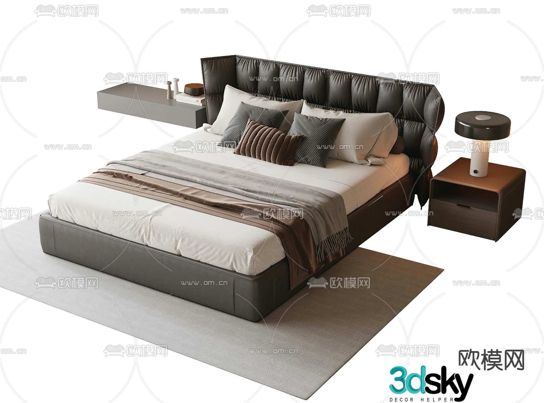 Modern double bed 3d model