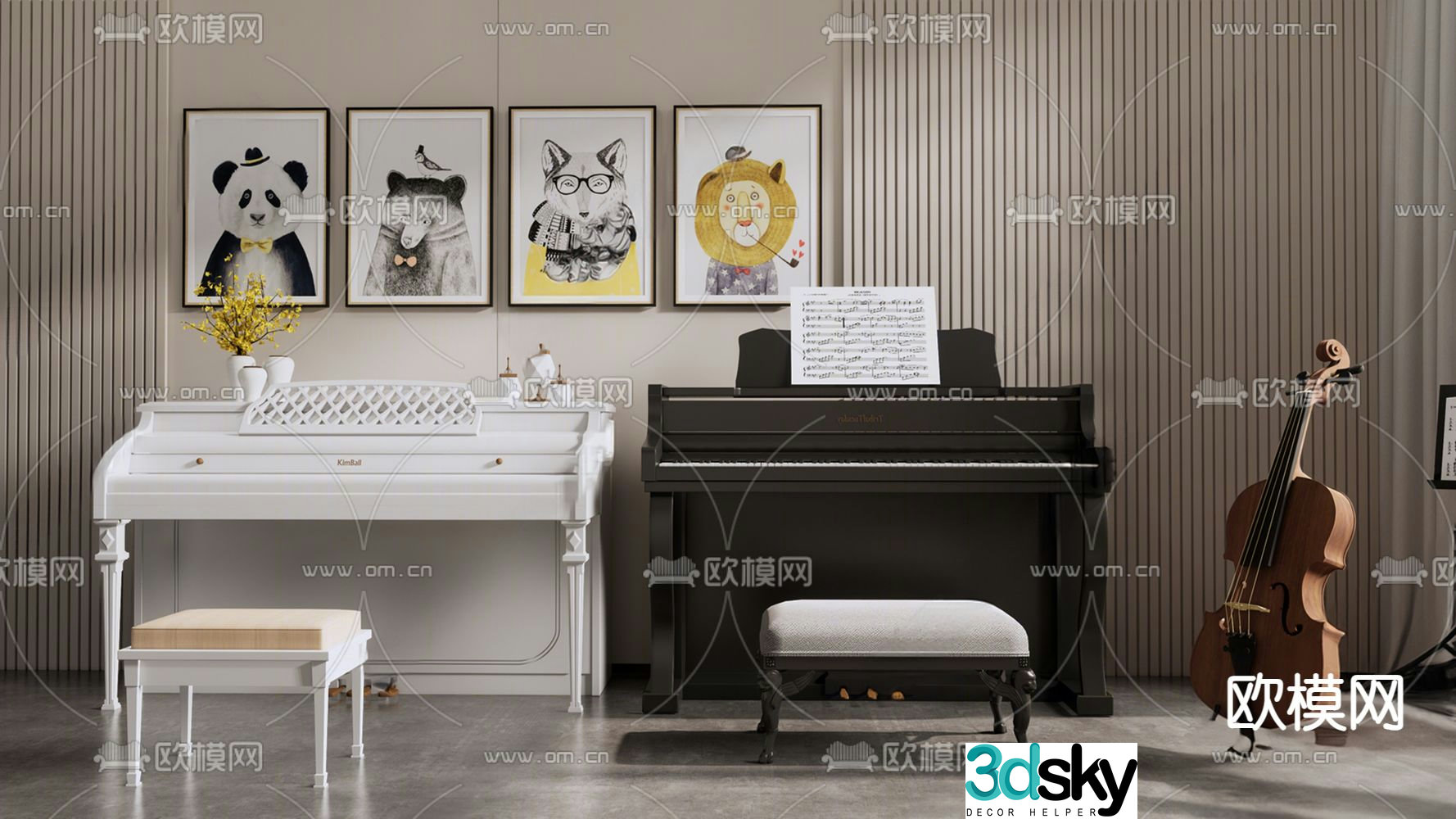 Piano lacquered piano 3d model