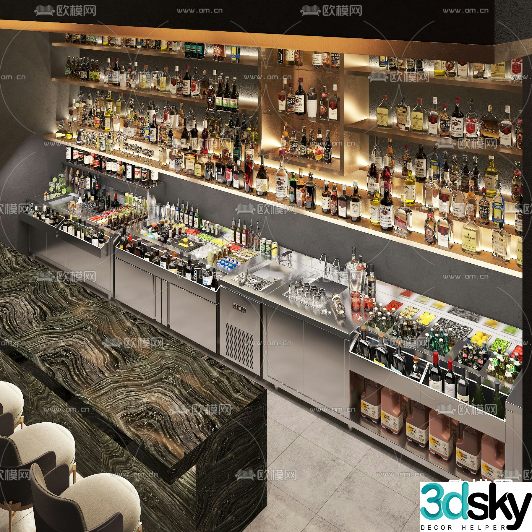 Wine cabinet wine console cocktail cabinet 3D model