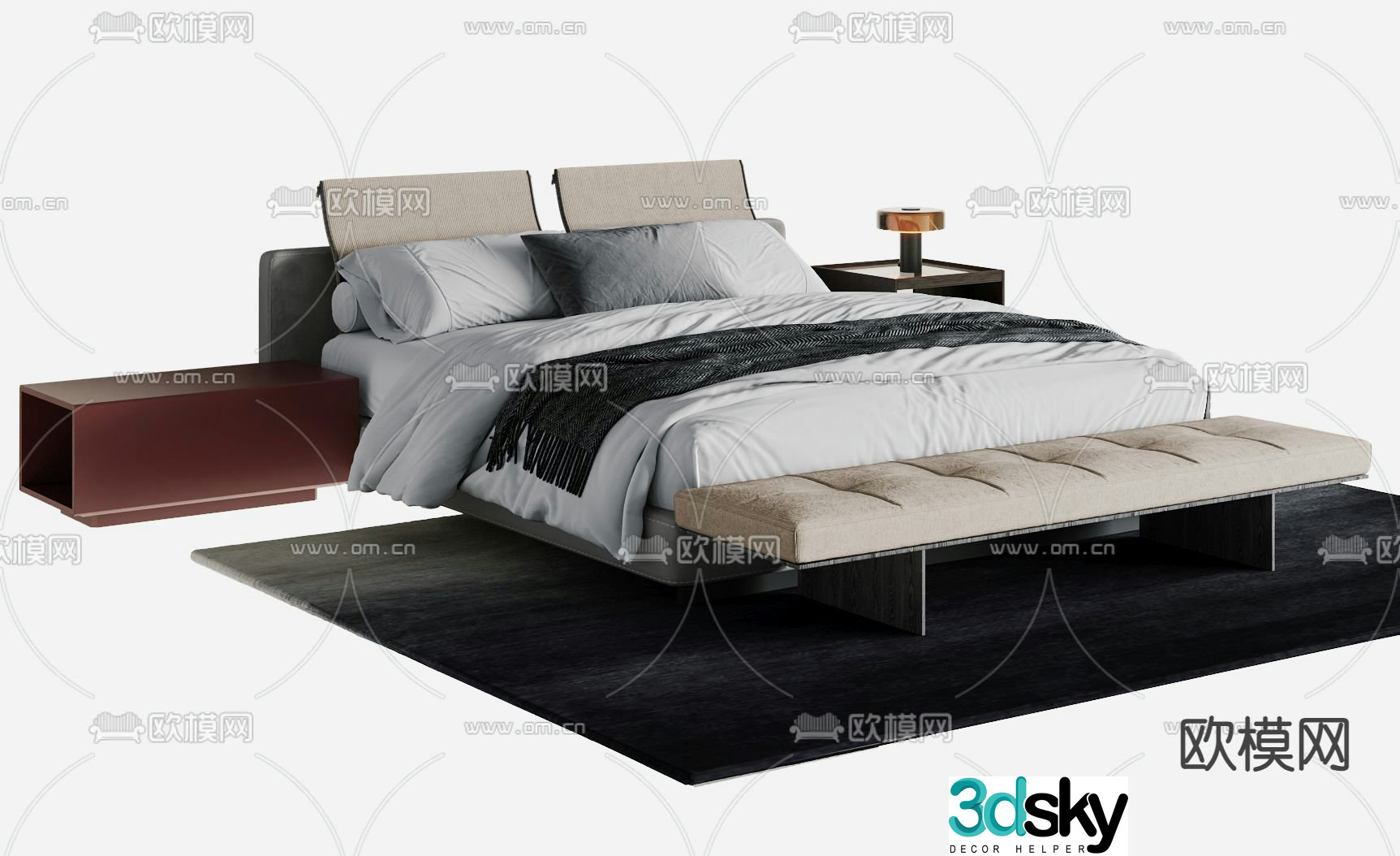 3d model of suspended double bed