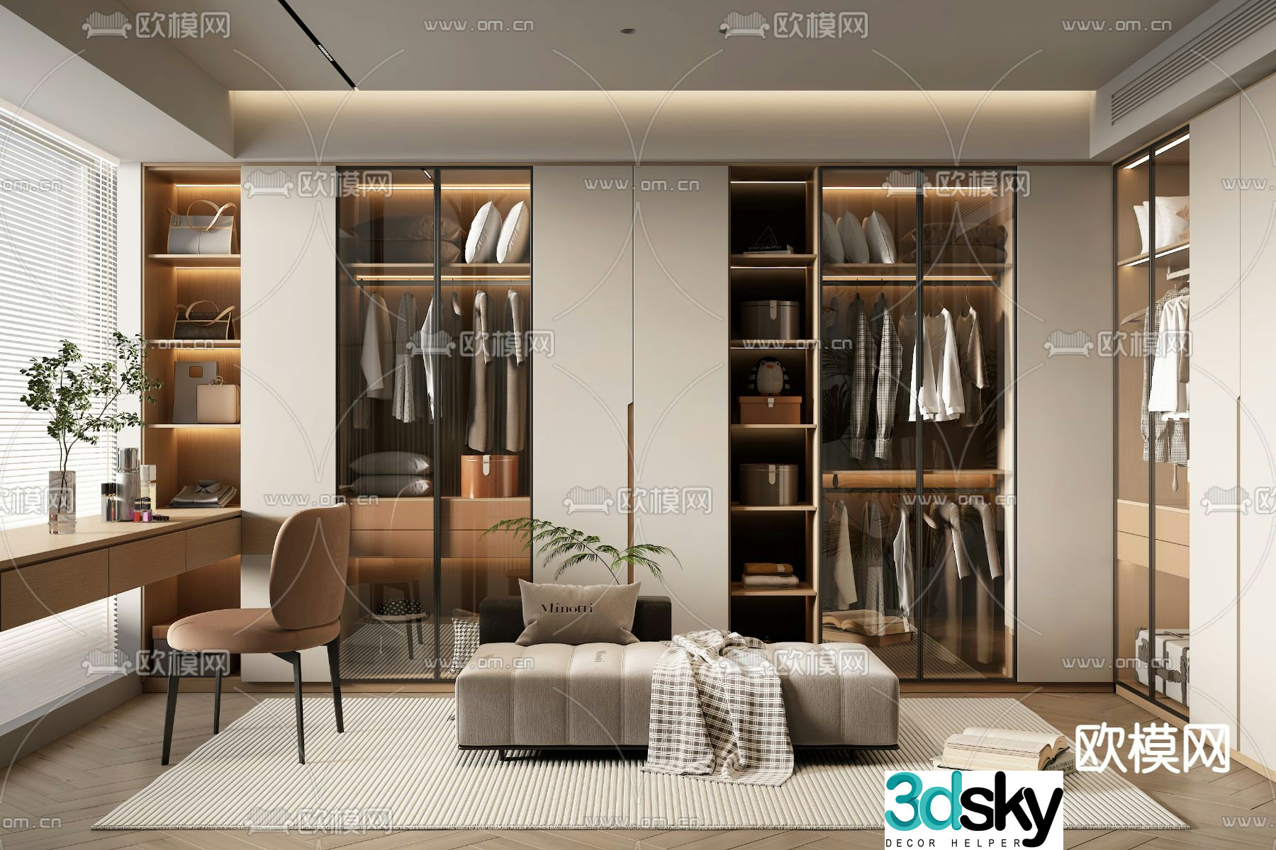 Modern cloakroom changing room 3d model