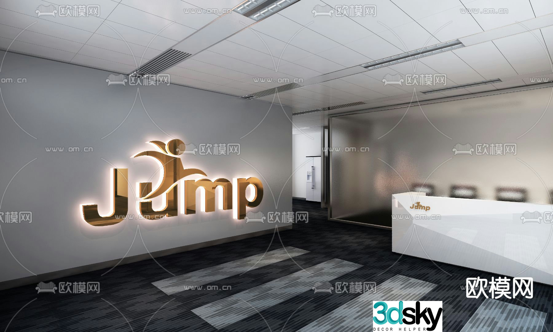 Office reception desk 3d model