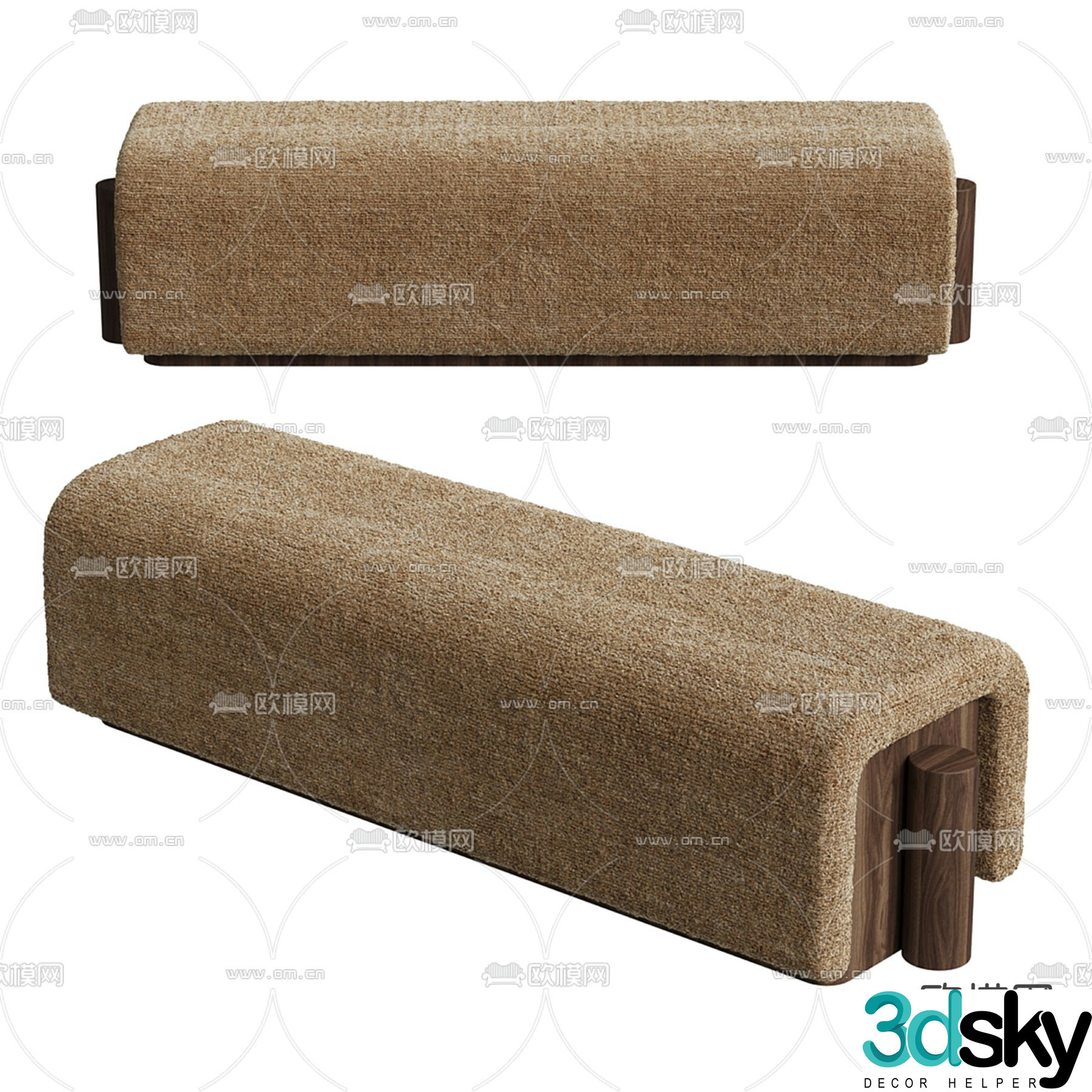 Mode Nature footrest bed end stool 3d model