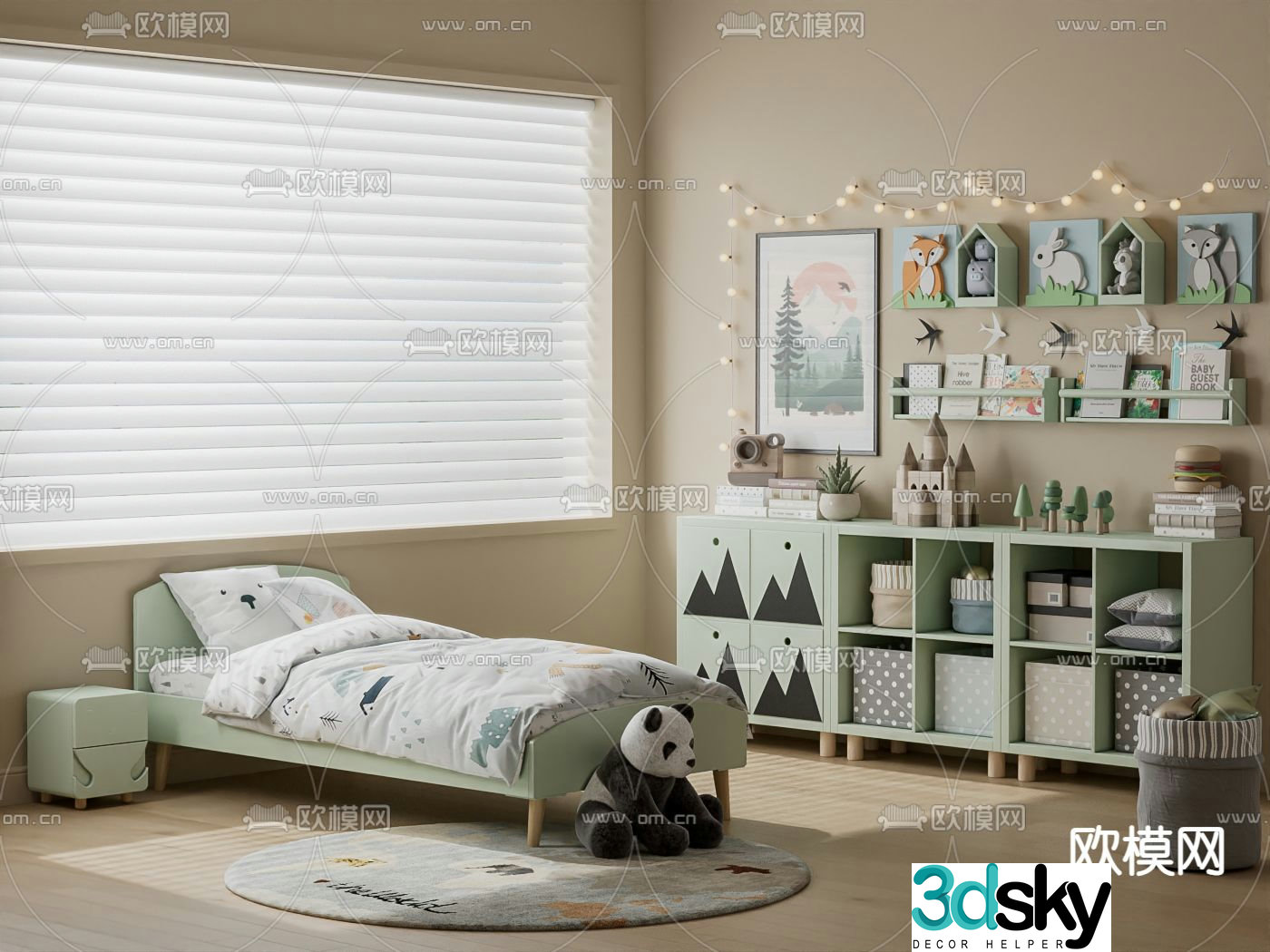 Children’s bed single bed locker 3d model