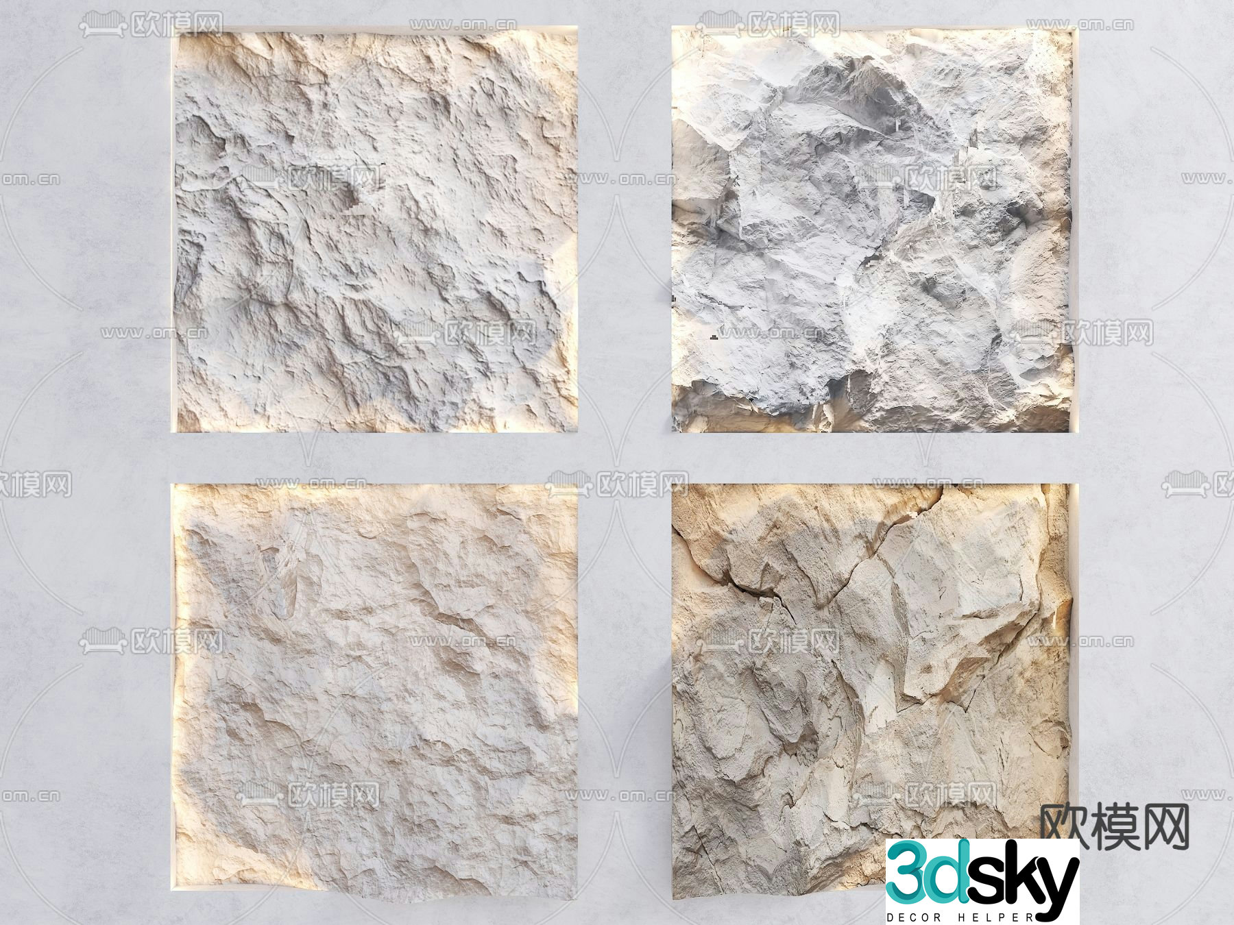 Stone wall wool stone wall 3D model of rock-calorie cement slab
