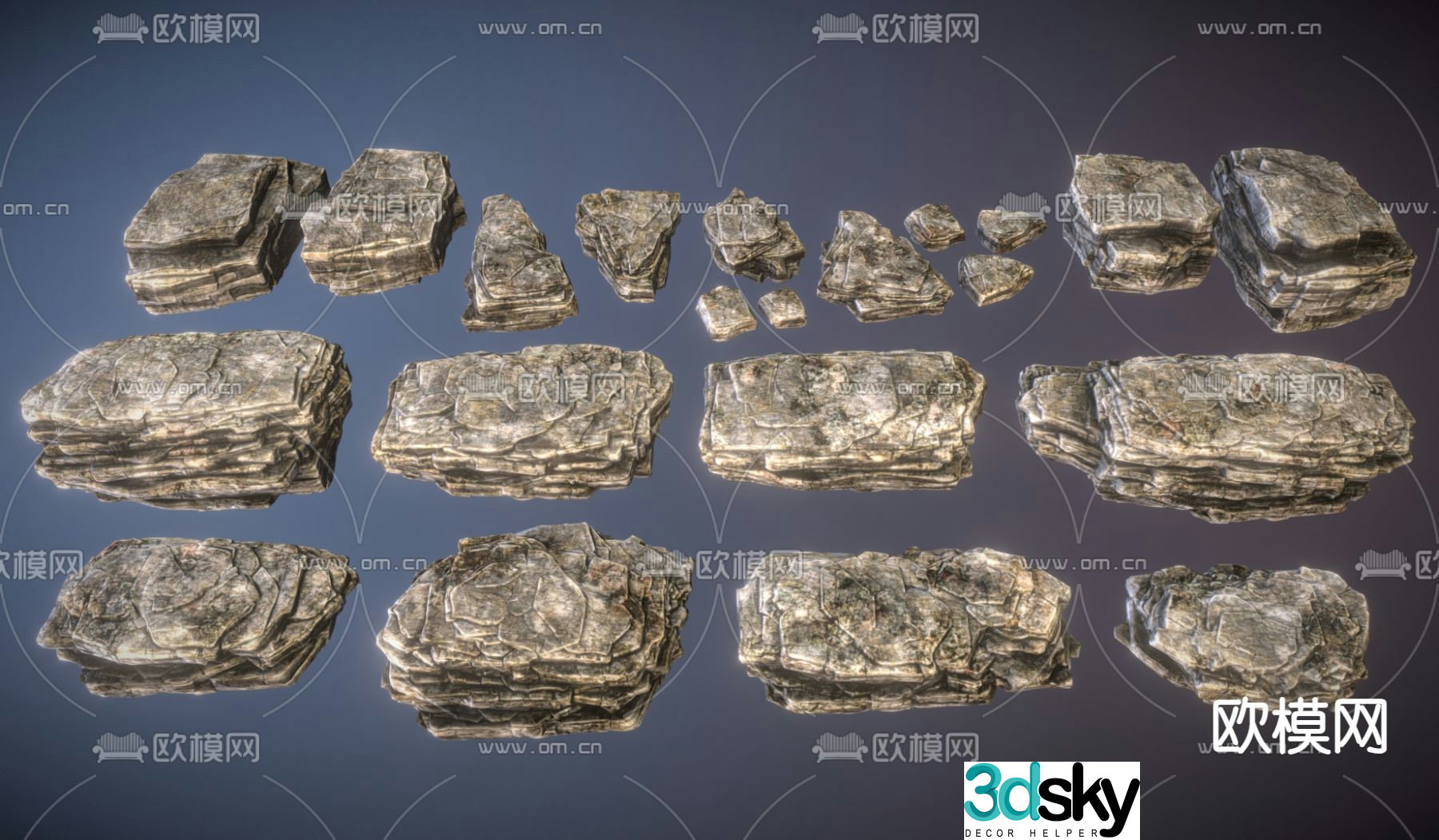 stone stones landscape stone rockery 3d model