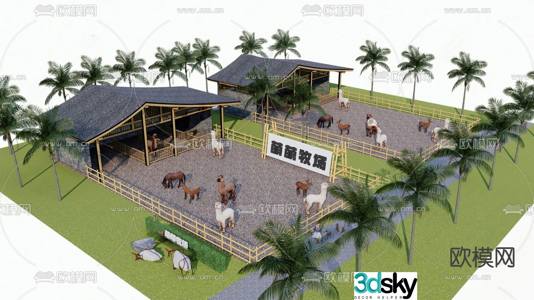 farm pasture rural landscape 3d model