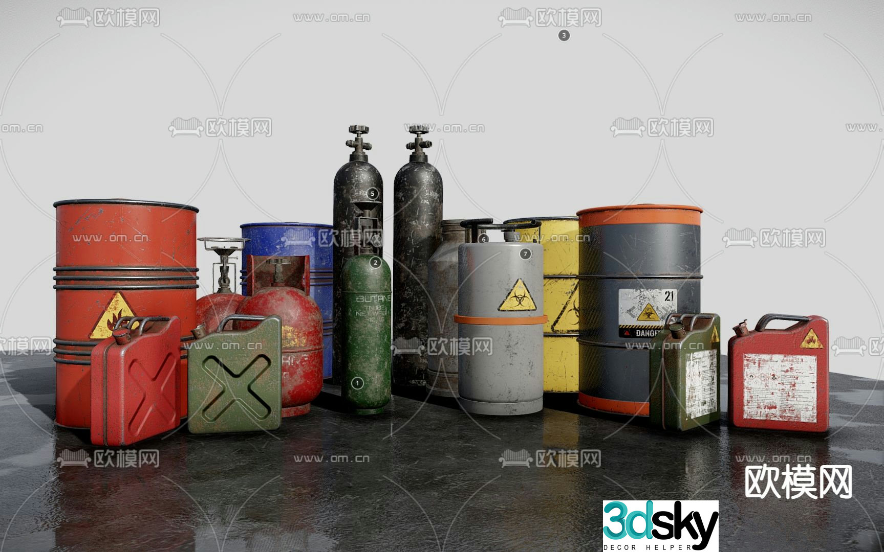 Industrial supplies Chemical hazardous products Flammable and explosive products 3D model