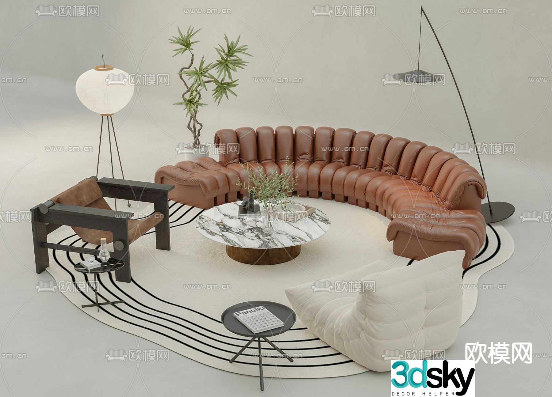 Medieval style modular sofa 3D model
