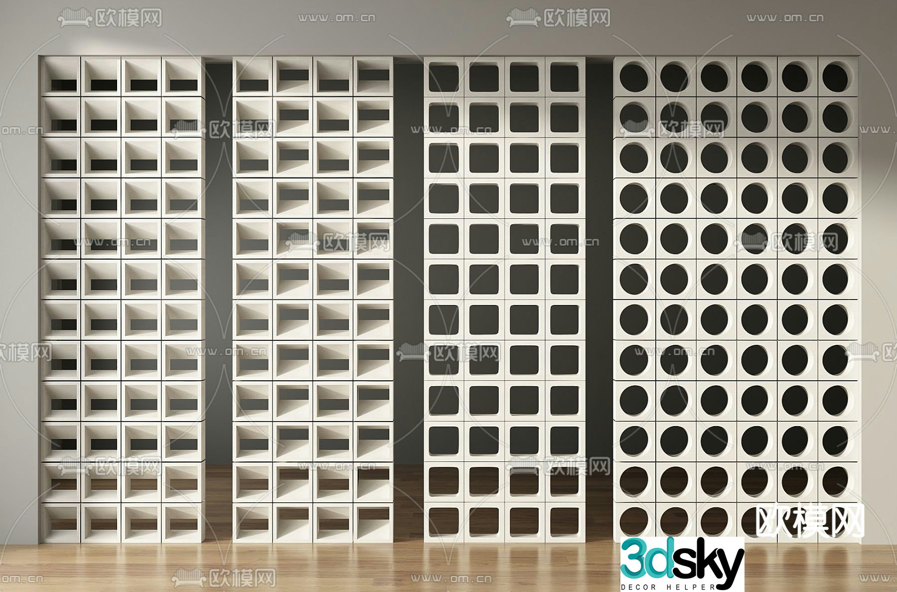 Cement brick partition hollow brick hollow brick 3d model
