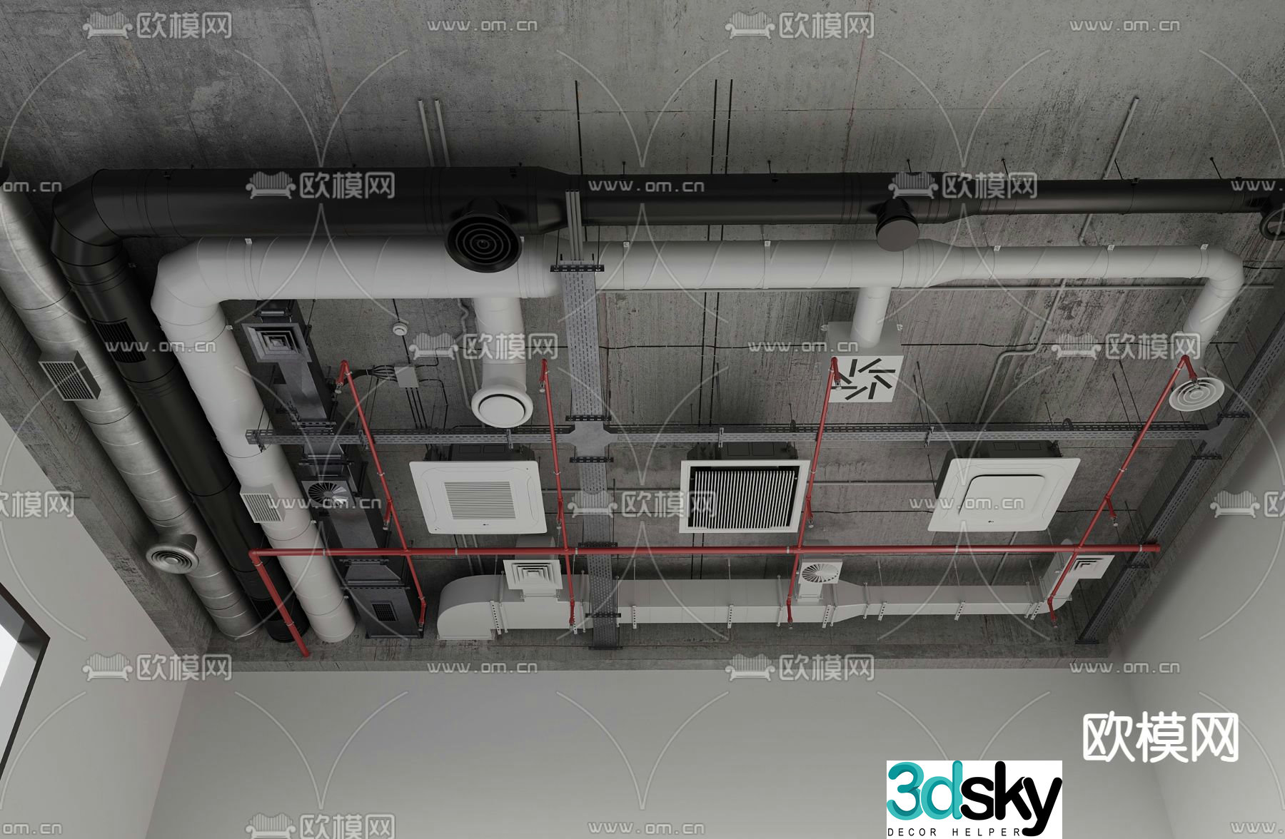 Industrial style ceiling 3D model