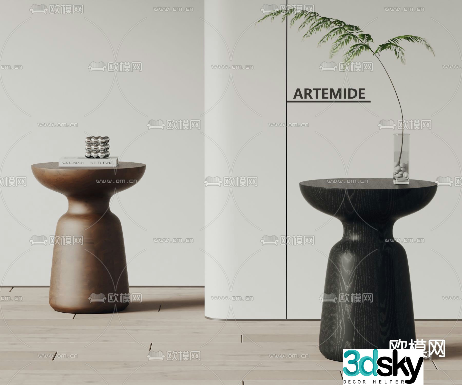 artemide round table side table angle table 3d model