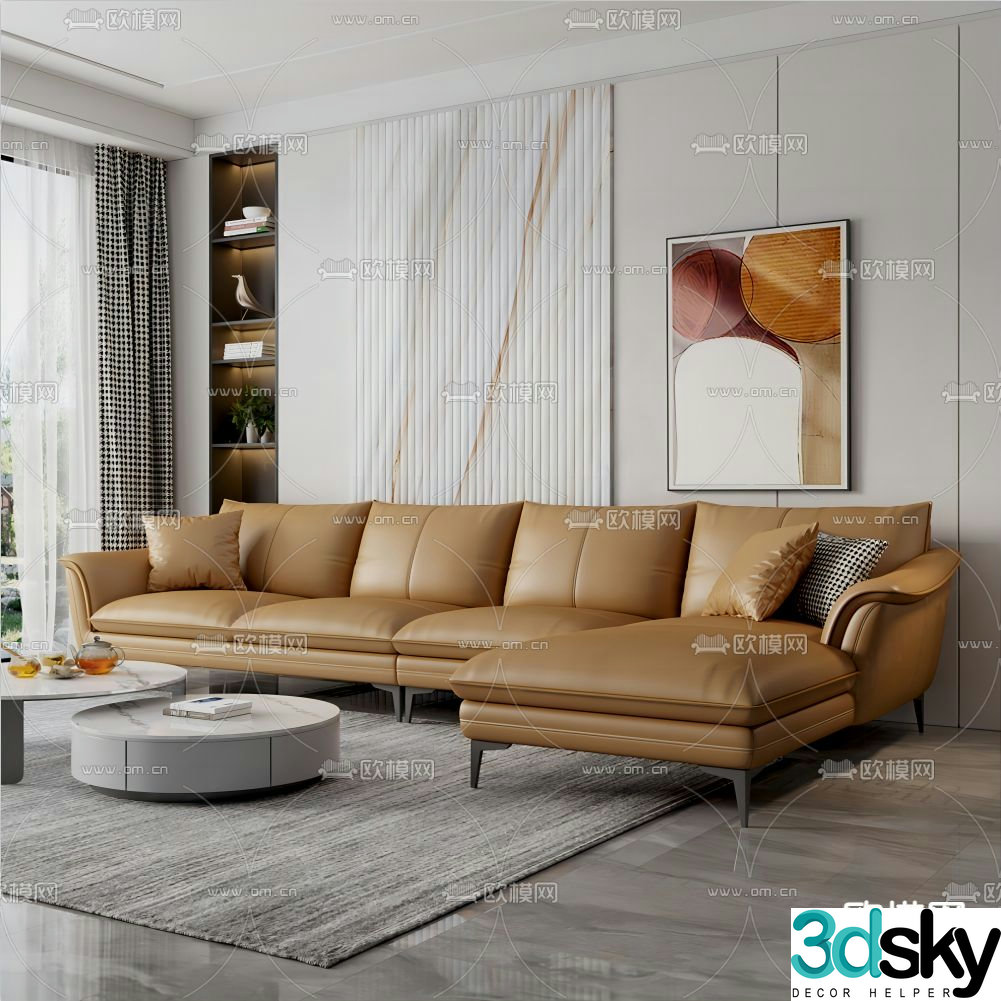Multi-person sofa corner sofa 3d model