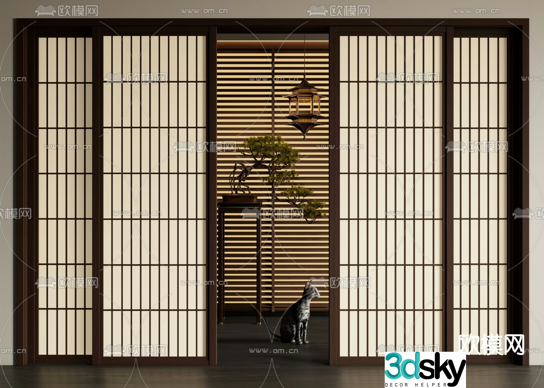 New Chinese sliding door sliding door 3D model